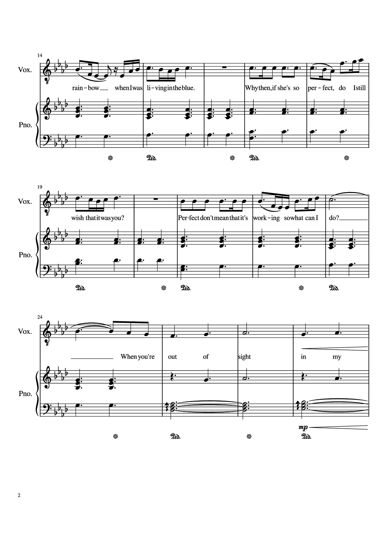Page 2 of Sheet music PDF Piano Glimpse Of Us Piano - Joji arr. Daniel Almaraz