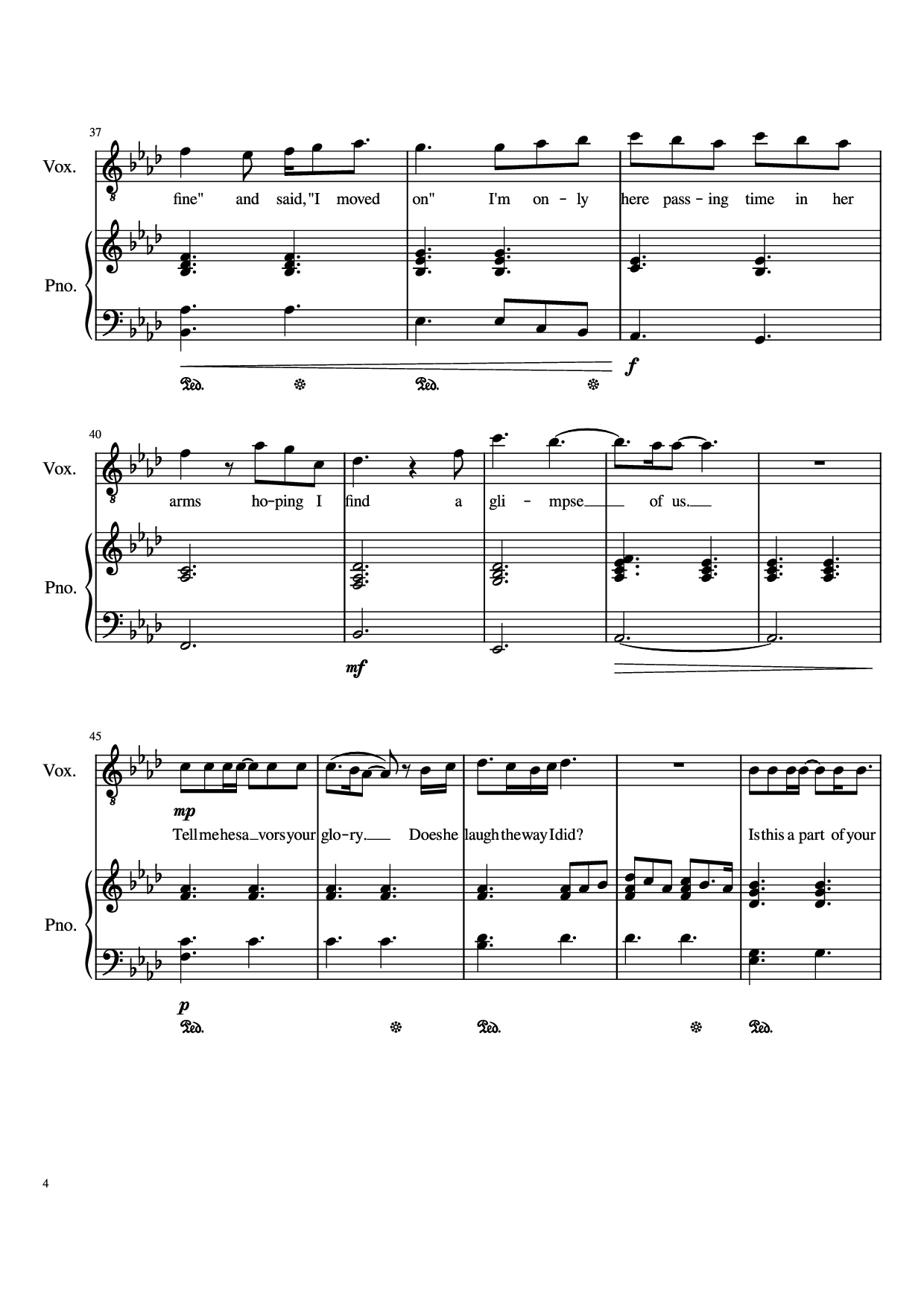 Page 4 of Sheet music PDF Piano Glimpse Of Us Piano - Joji arr. Daniel Almaraz