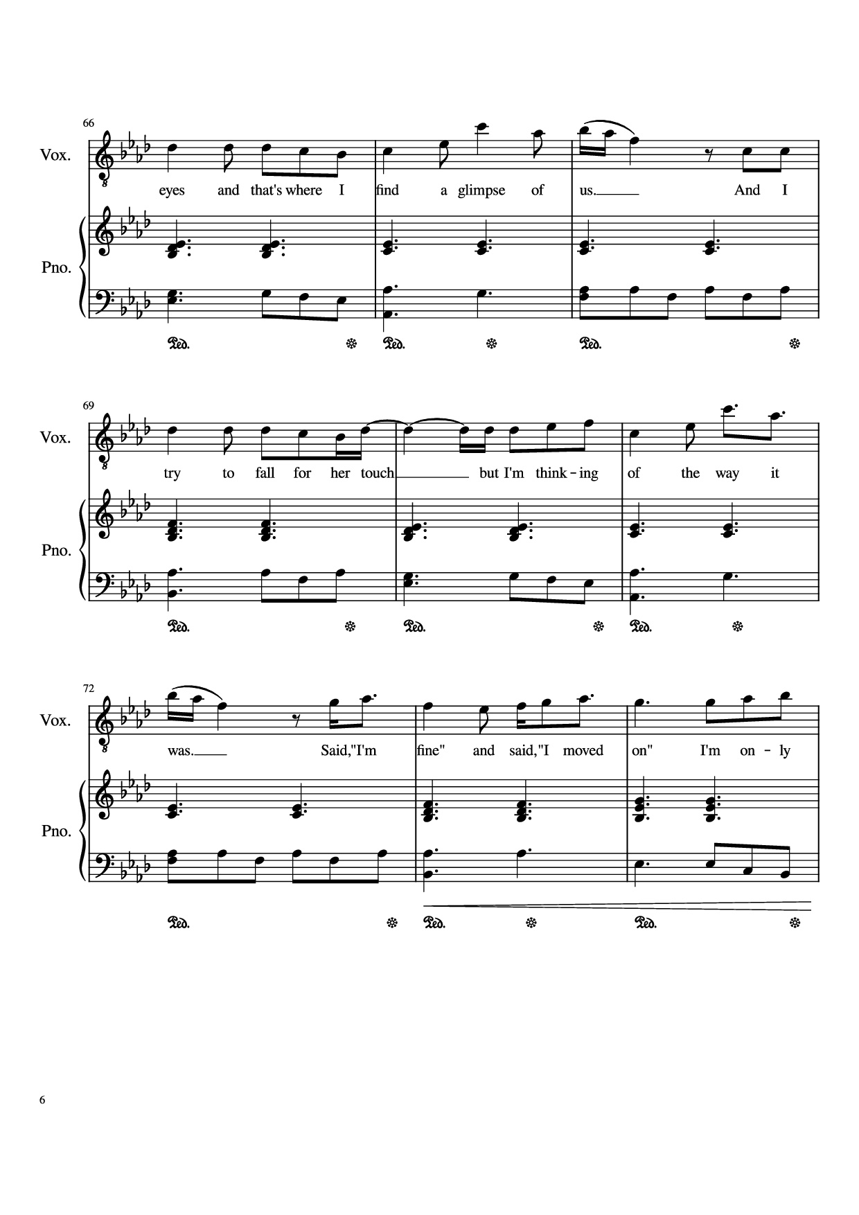 Page 6 of Sheet music PDF Piano Glimpse Of Us Piano - Joji arr. Daniel Almaraz