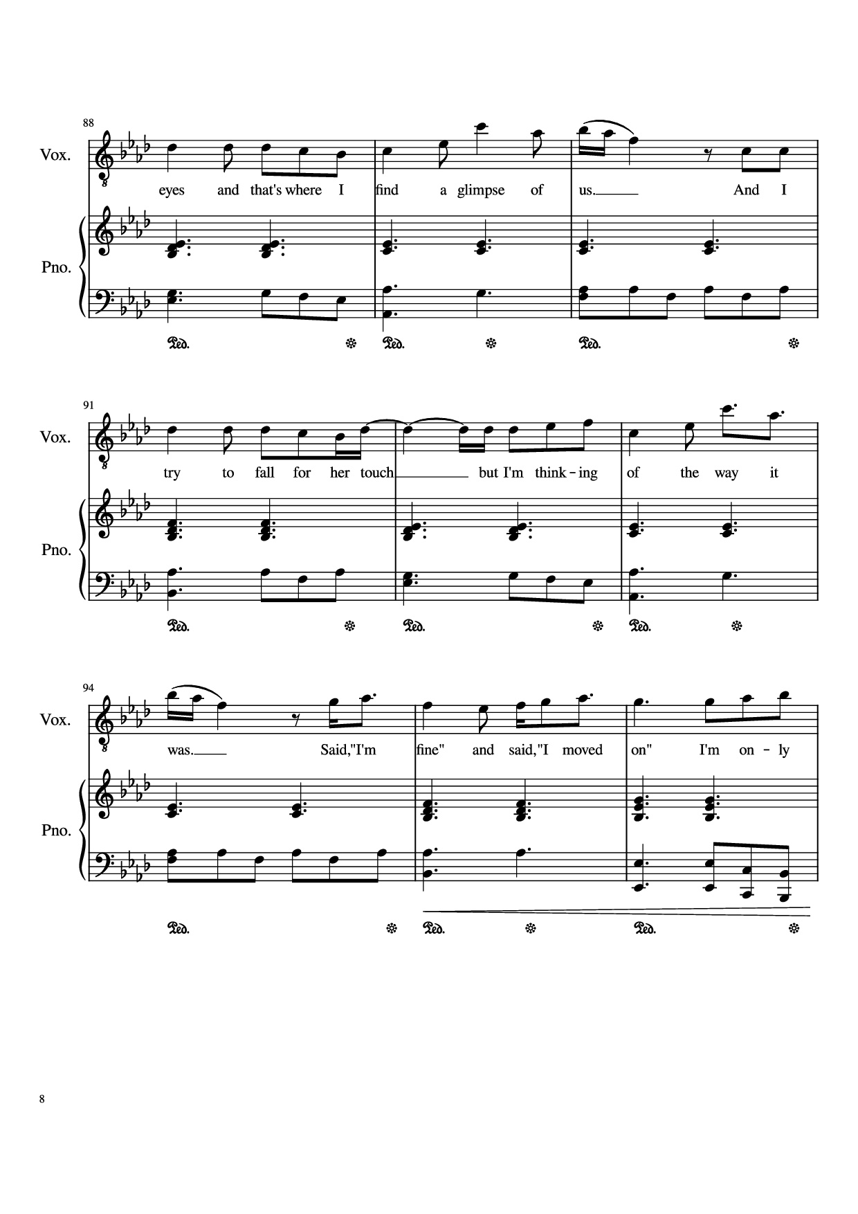 Page 8 of Sheet music PDF Piano Glimpse Of Us Piano - Joji arr. Daniel Almaraz