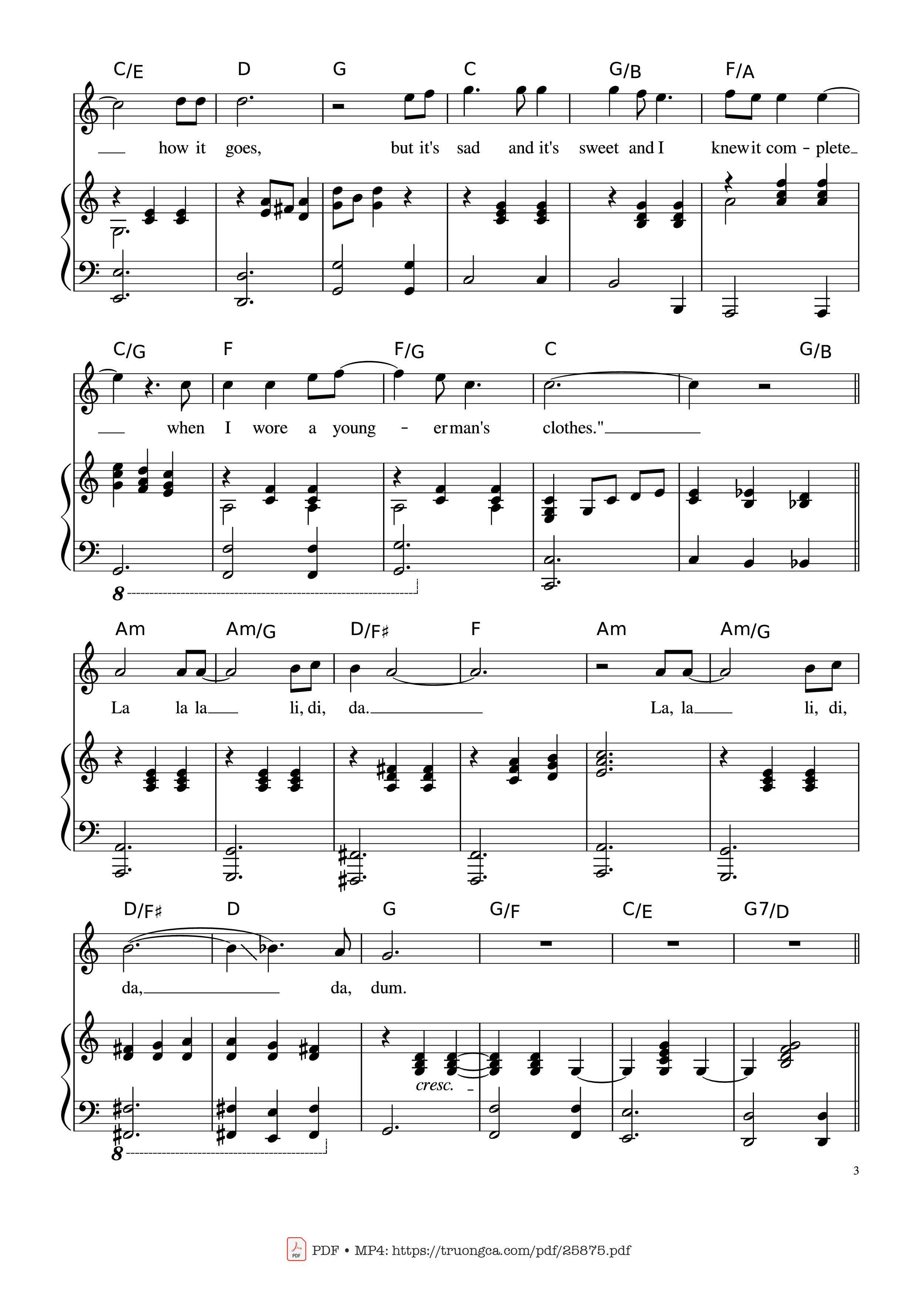 Page 3 of Sheet music PDF Piano Piano Man (Vocal-Piano the original live version) - Arr. Josepheroic