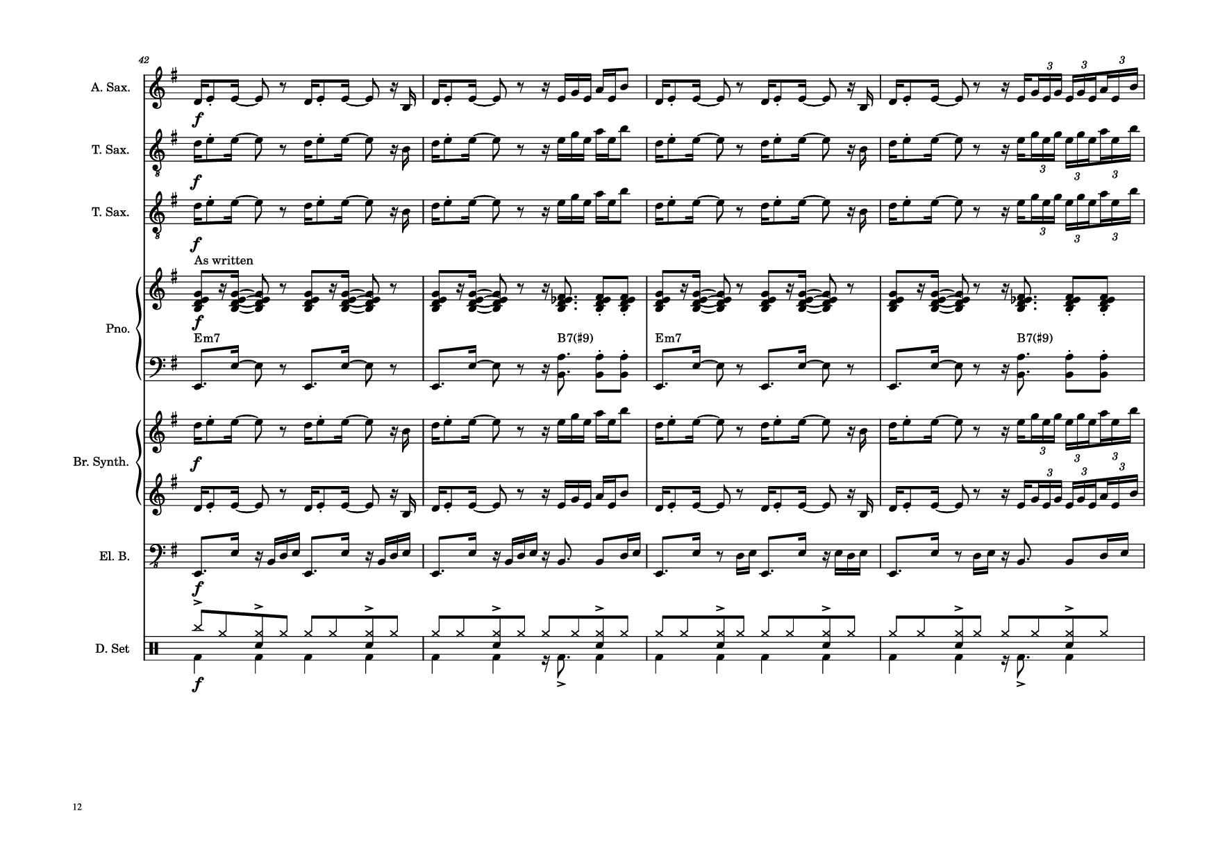 Page 12 of Sheet music PDF Piano Guitar Tab 176th Street Piano - Transcribed by