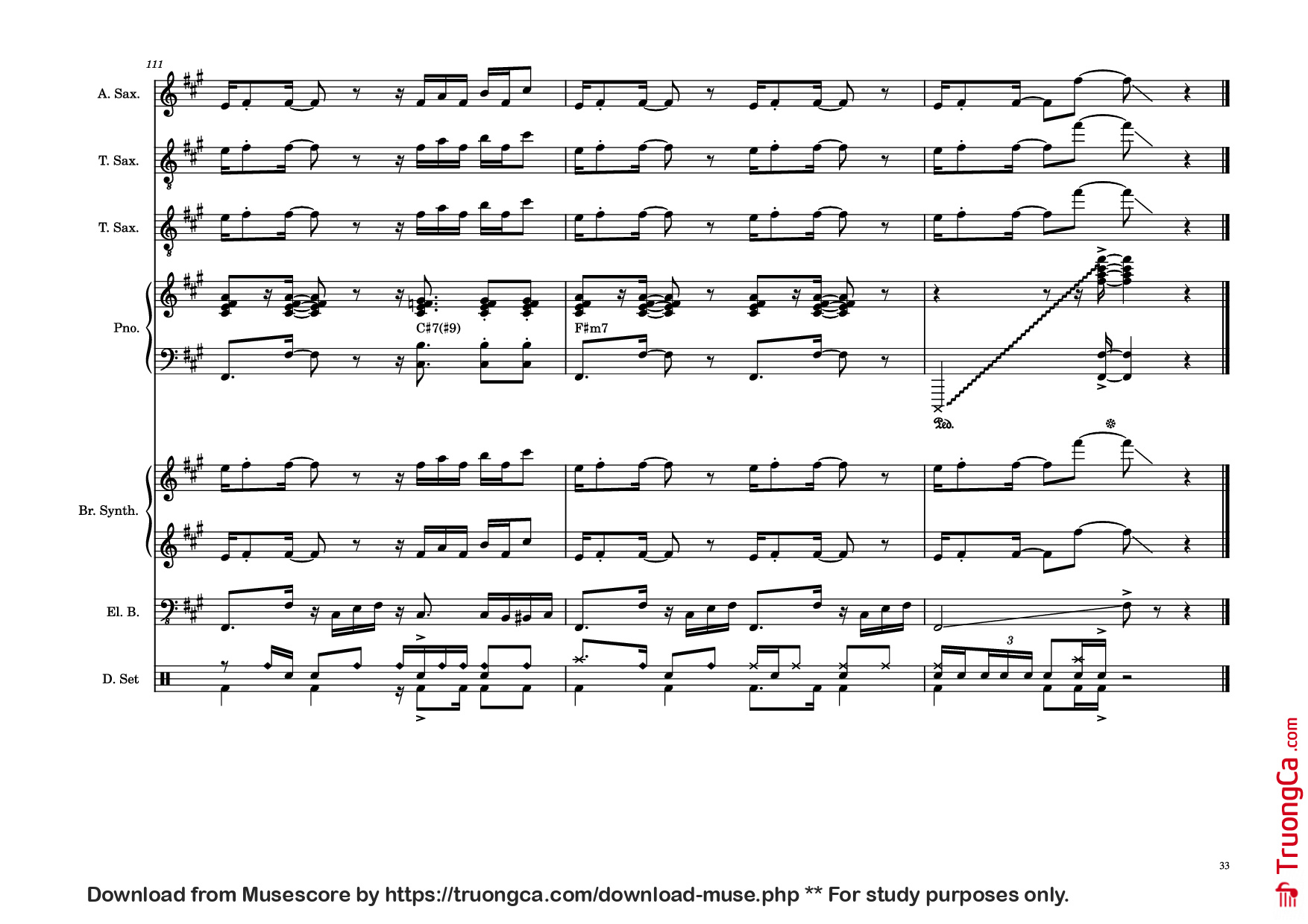 Page 33 of Sheet music PDF Piano Guitar Tab 176th Street Piano - Transcribed by