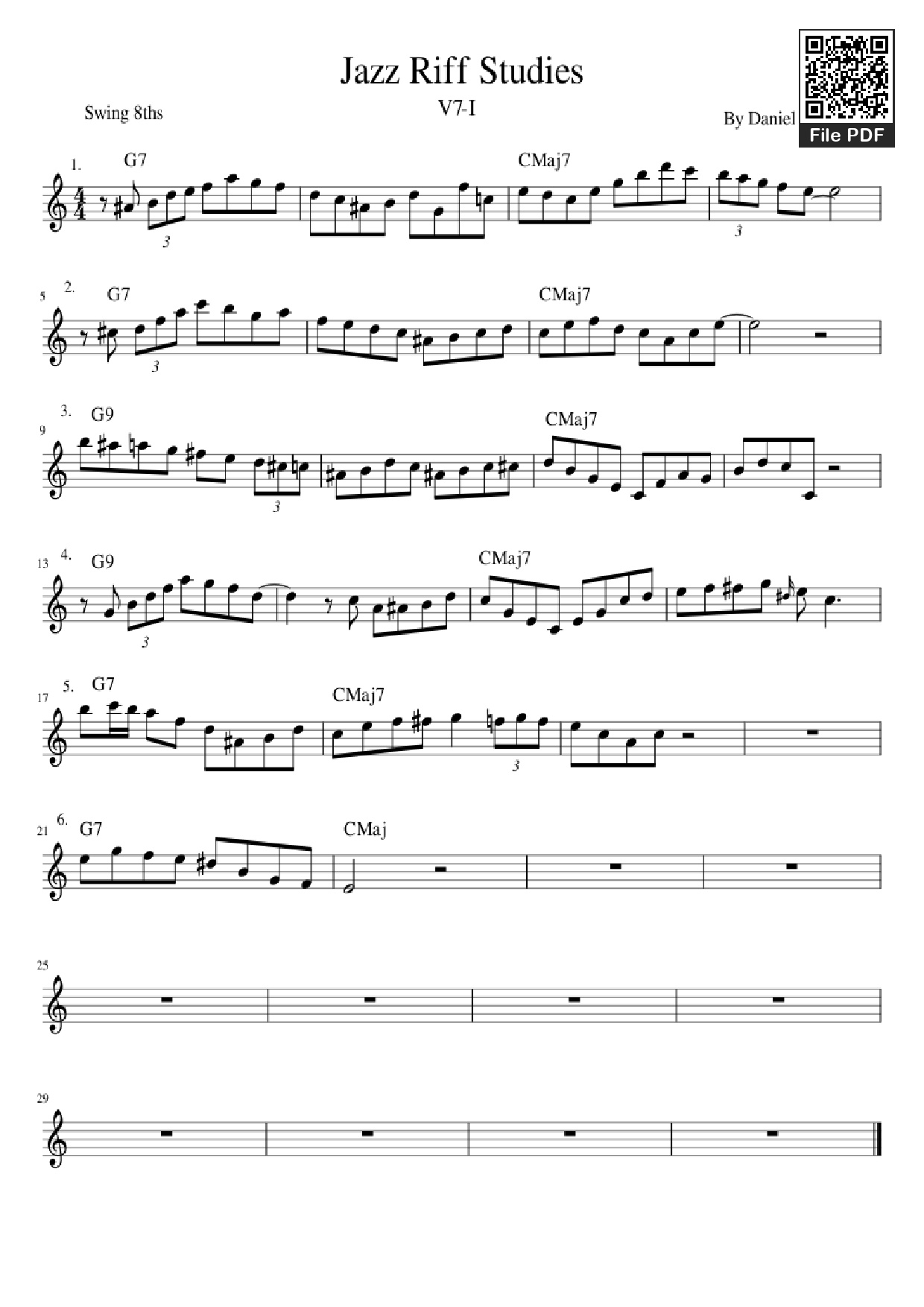 Sheet PDF of Jazz Riff Studies Piano