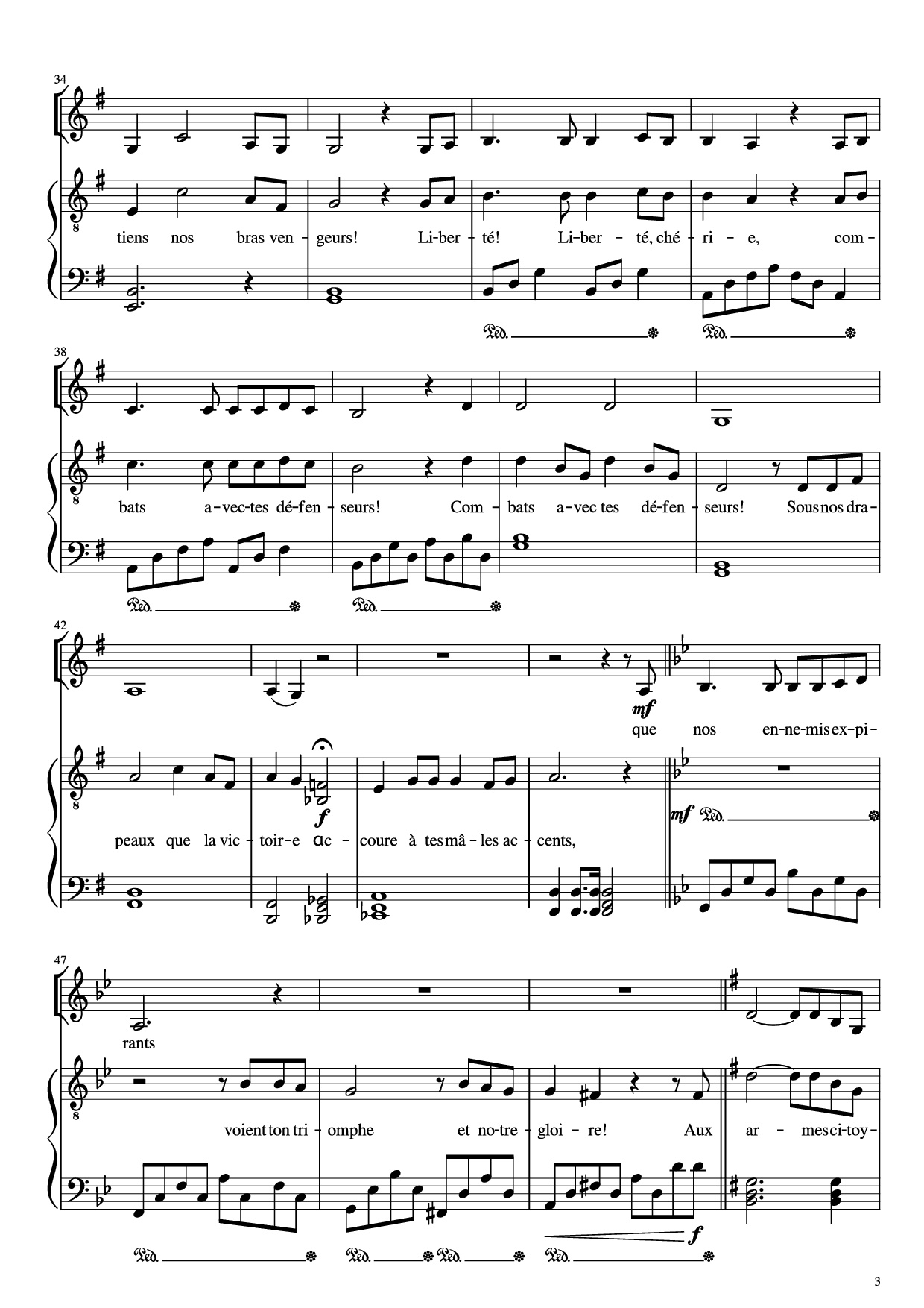 Page 3 of Sheet music PDF Piano La Marseillaise Piano - Claude Joseph Rouget de Lisle