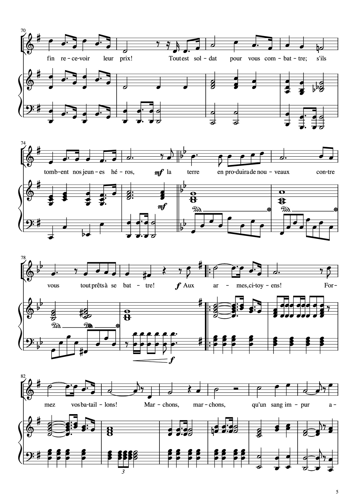 Page 5 of Sheet music PDF Piano La Marseillaise Piano - Claude Joseph Rouget de Lisle