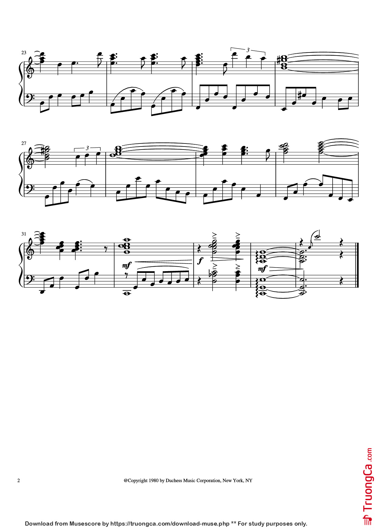 Page 2 of Sheet music PDF Piano Somewhere in Time Piano - John Barry