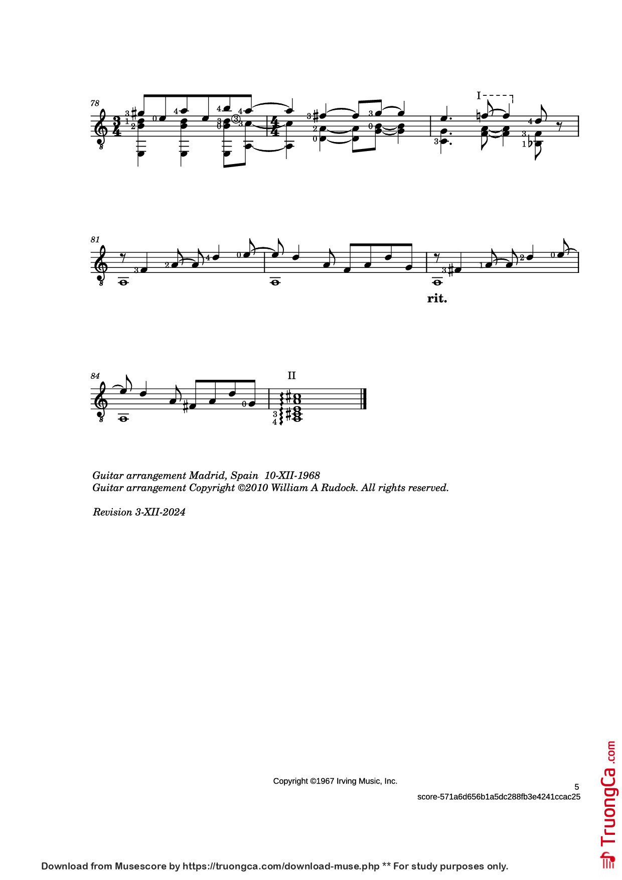 Page 5 of Sheet music PDF Guitar Tab Classical Gas Guitar TAB - Music by