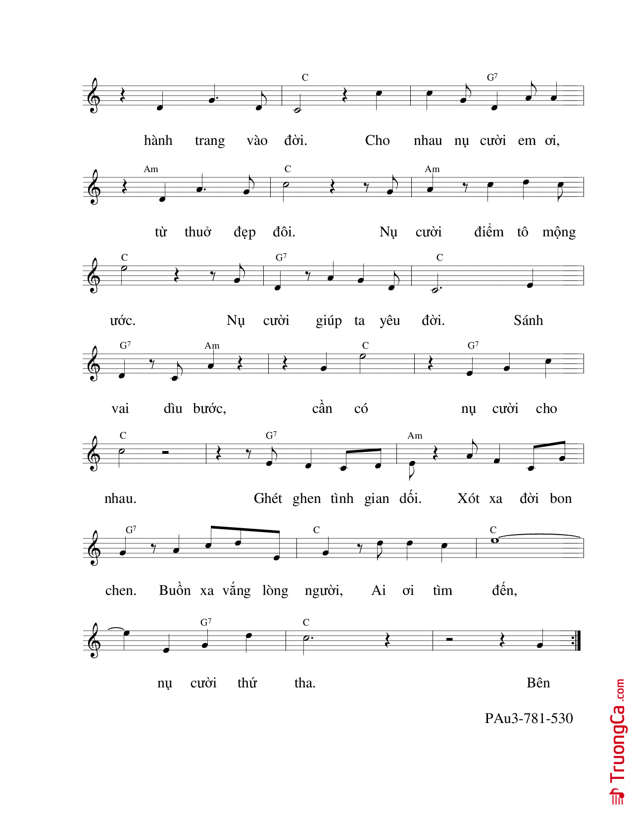 Page 2 of Sheet music PDF Cho nhau nụ cười - Ngô Đạo