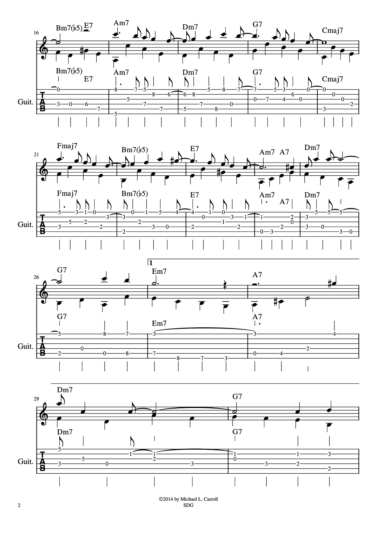 Page 2 of Sheet music PDF Guitar Tab Fly Me to the Moon Guitar TAB - Bart Howard
