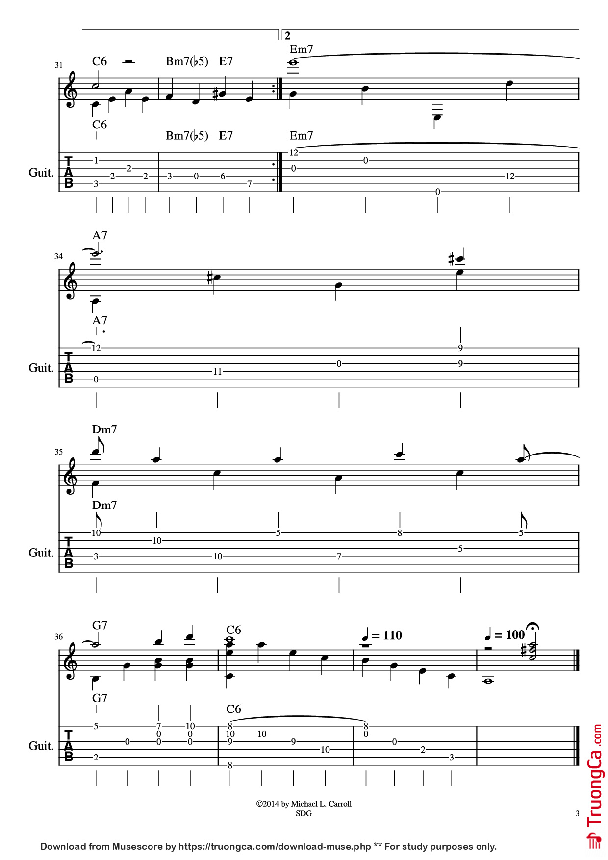 Page 3 of Sheet music PDF Guitar Tab Fly Me to the Moon Guitar TAB - Bart Howard