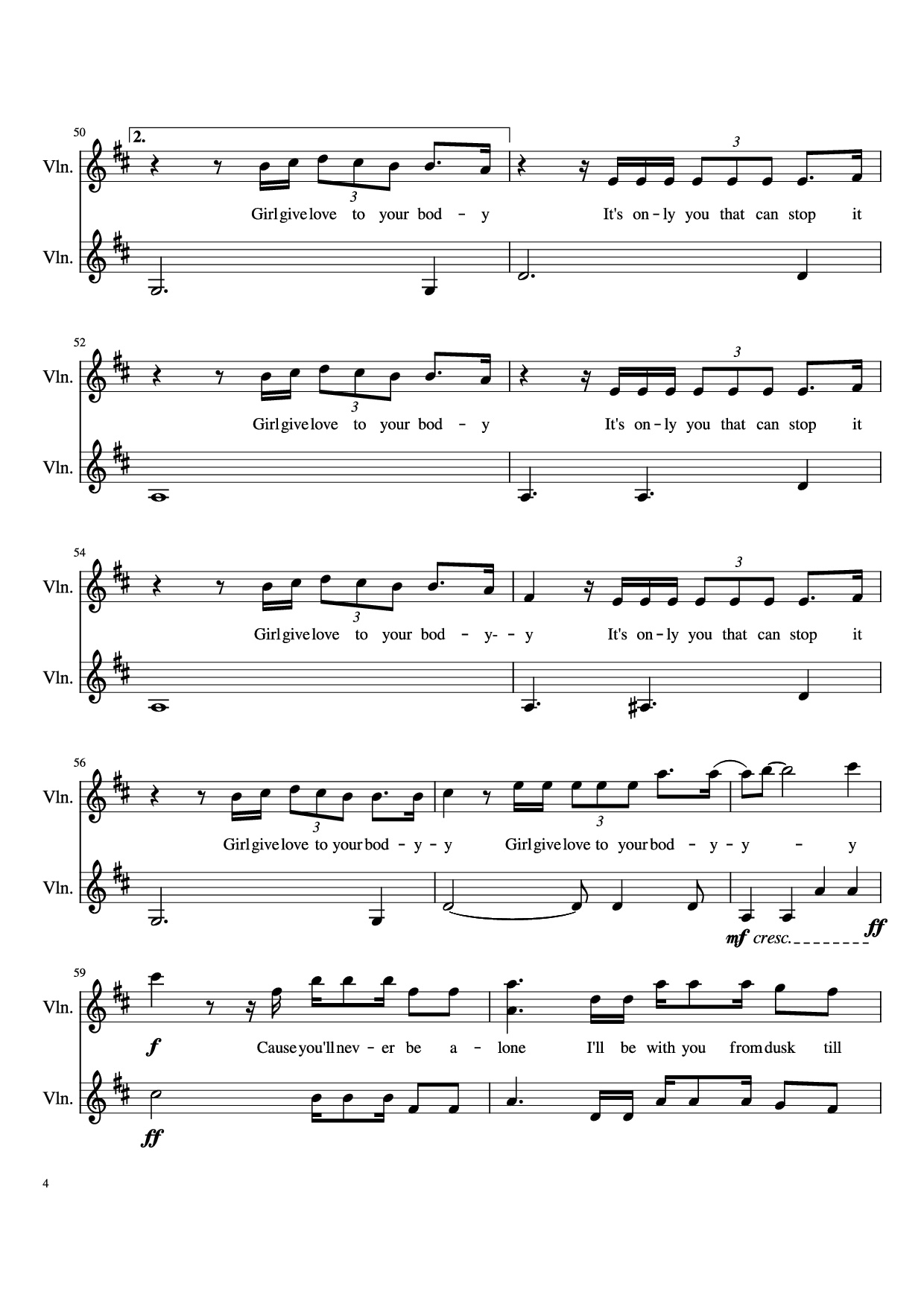 Page 4 of Sheet music PDF Dusk Till Dawn Violin - Zayn feat. Sia