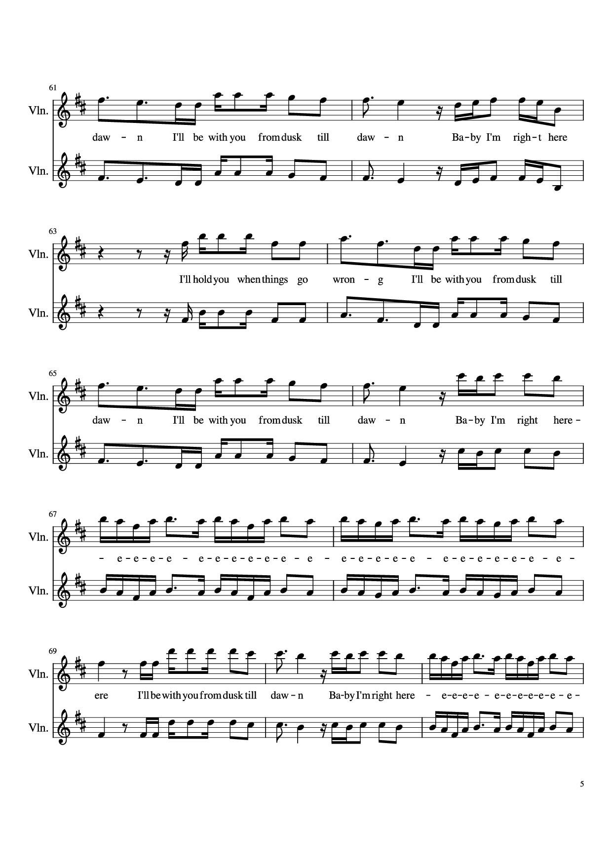 Page 5 of Sheet music PDF Dusk Till Dawn Violin - Zayn feat. Sia