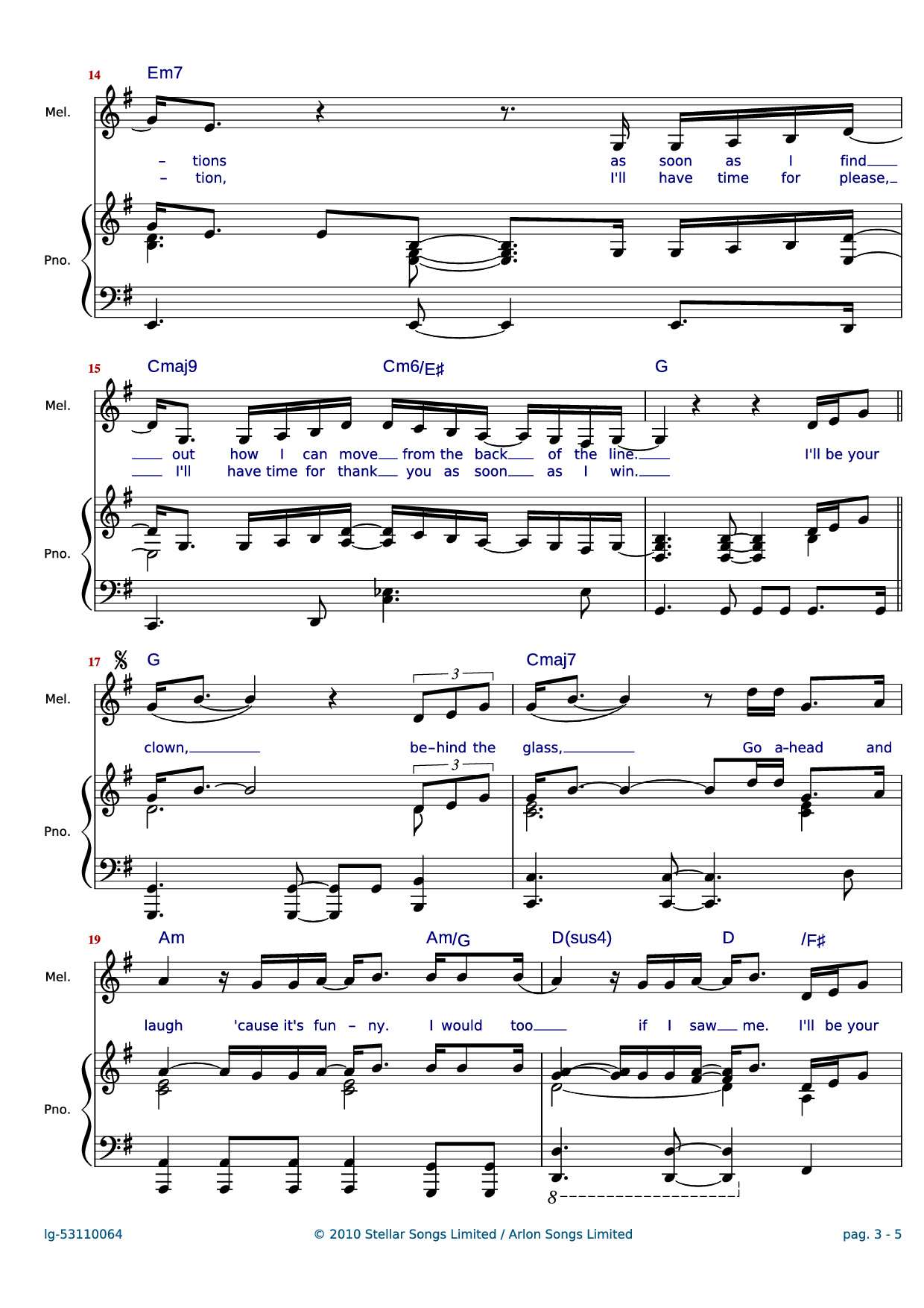 Page 3 of Sheet music PDF Piano Clown Piano - Words and Music by Shahid Khan, Emeli Sand? & Grant Mitschell