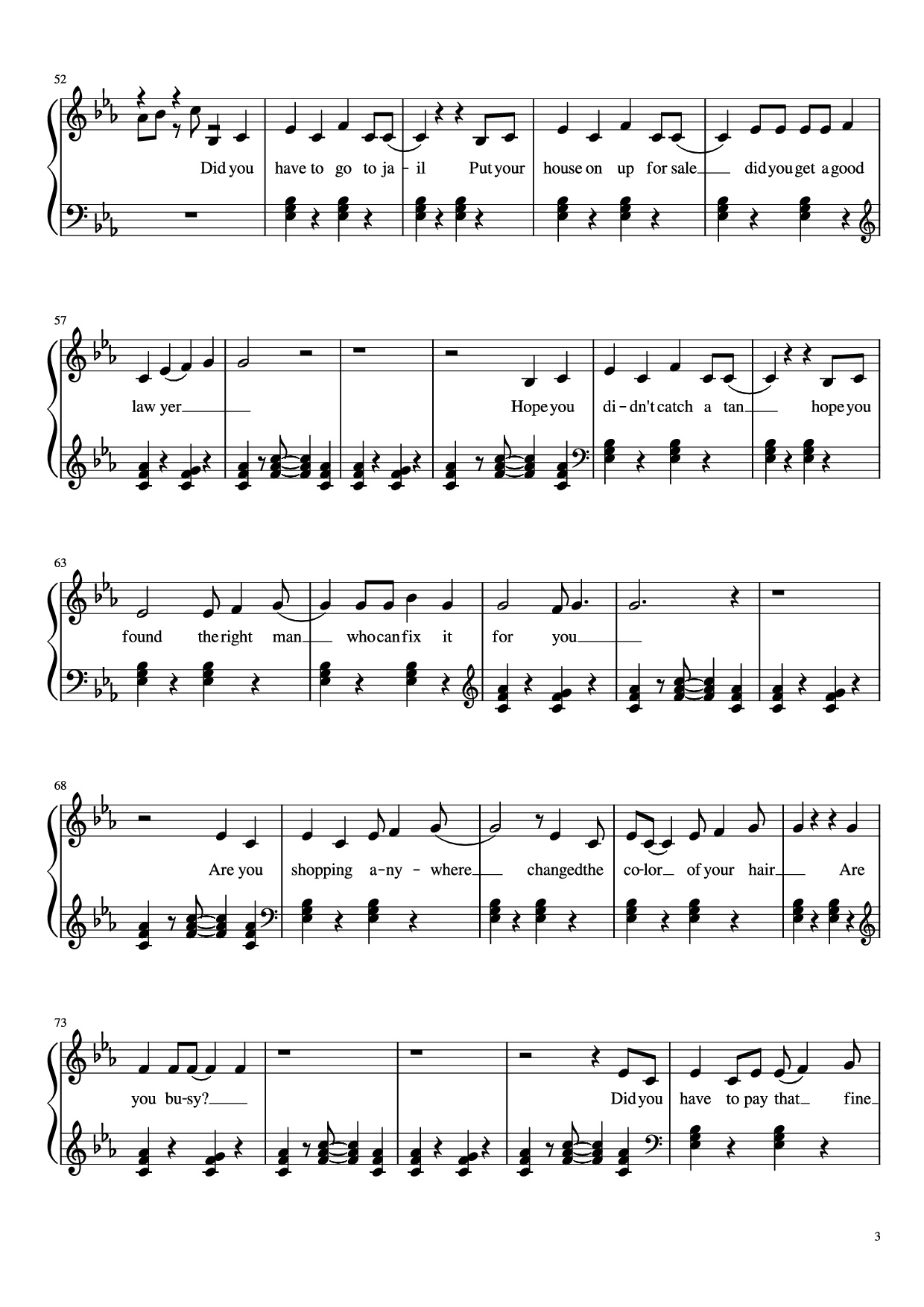 Page 3 of Sheet music PDF Piano Amy Winehouse-Valerie Piano - Undefined