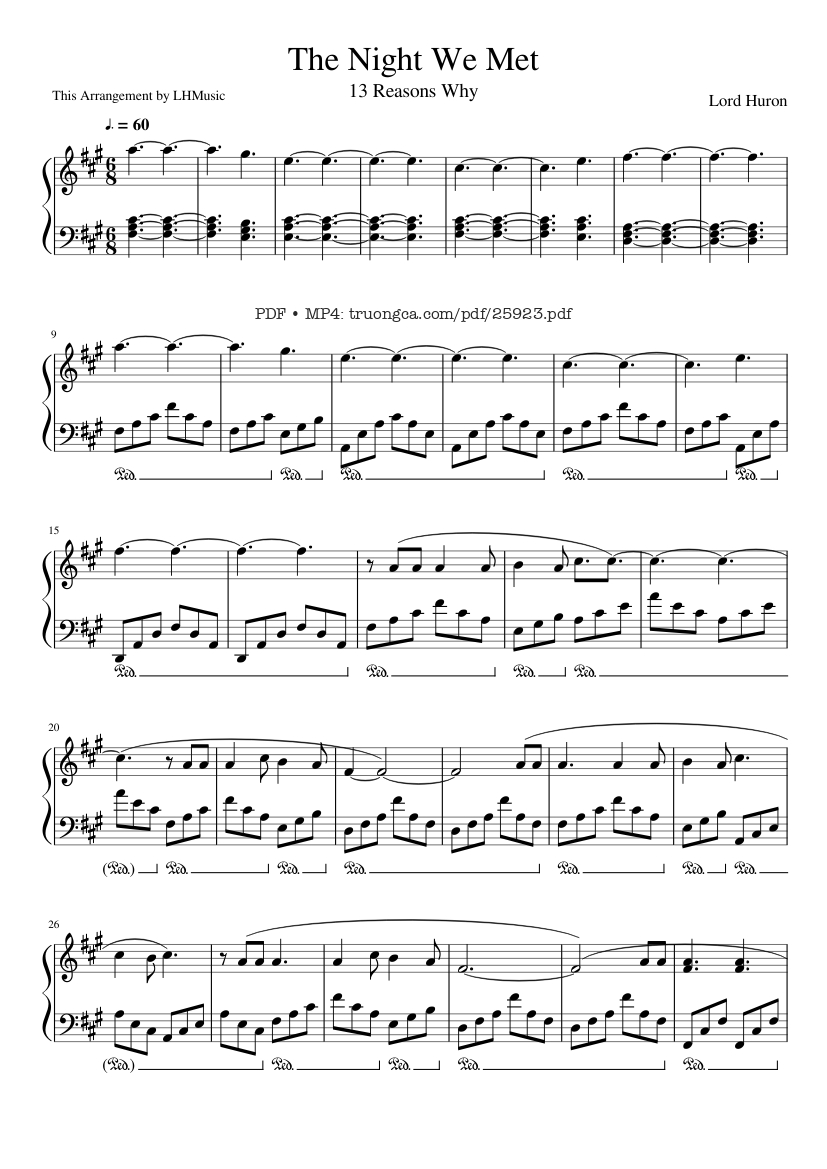 Sheet PDF of The Night We Met Piano