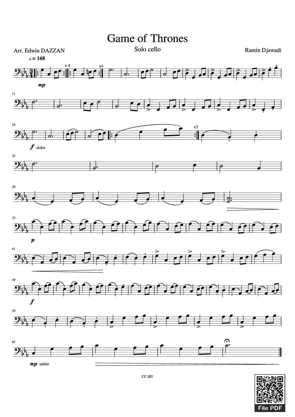 Sheet PDF of Game of Thrones