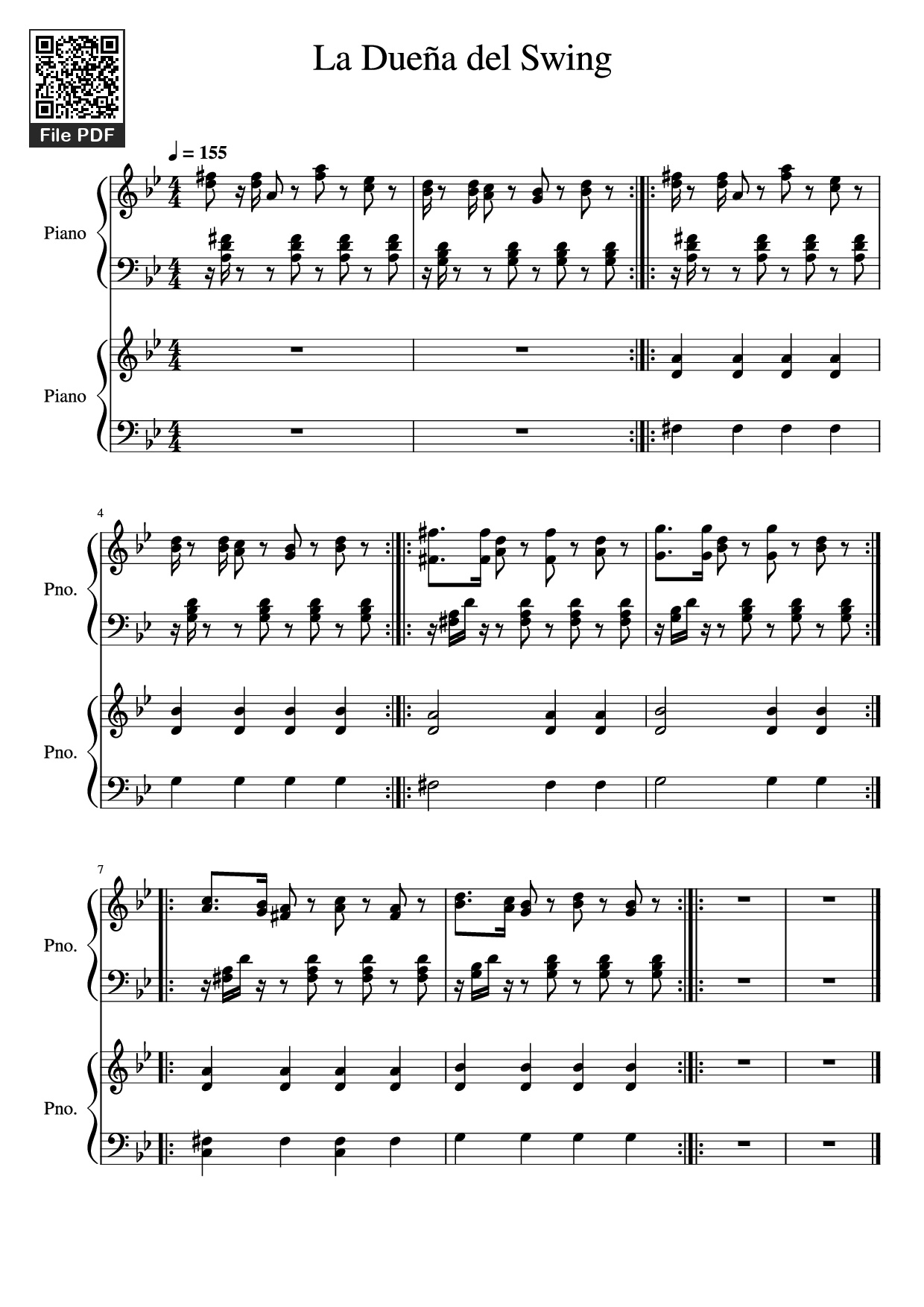 Sheet PDF of La Dueña del Swing Piano
