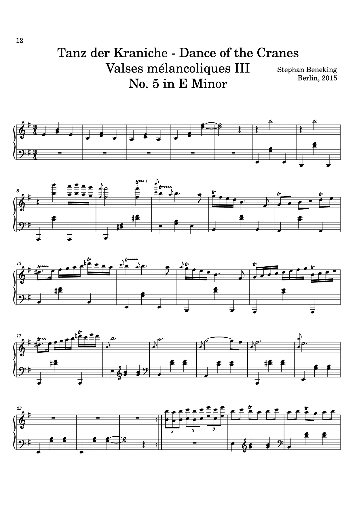 Page 12 of Sheet music PDF 12 Valses mélancoliques III - Dance of the Cranes - No. 1 in C Minor - Stephan Beneking