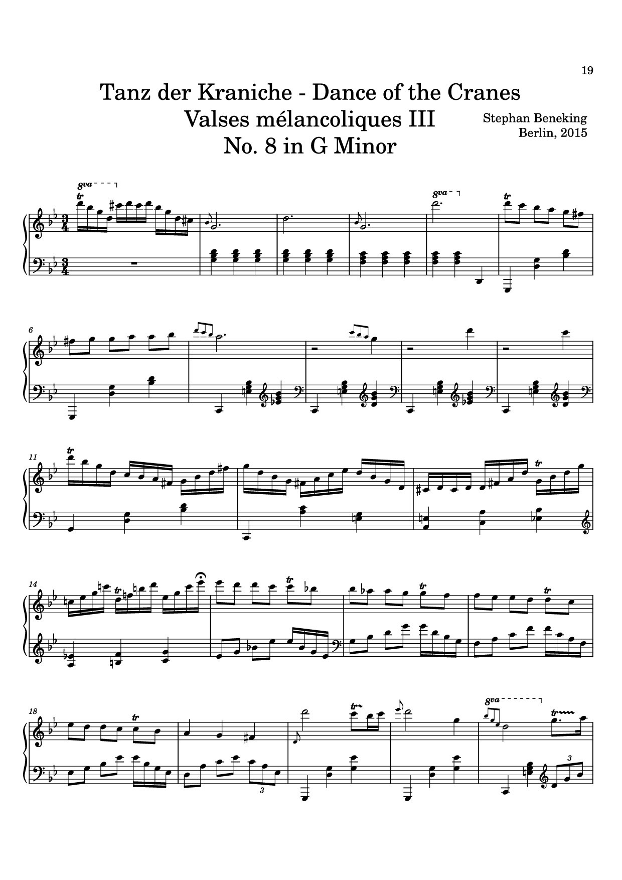Page 19 of Sheet music PDF 12 Valses mélancoliques III - Dance of the Cranes - No. 1 in C Minor - Stephan Beneking