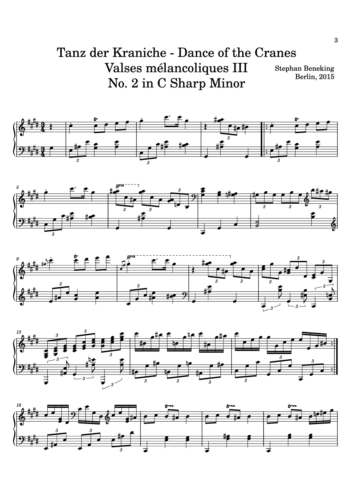 Page 3 of Sheet music PDF 12 Valses mélancoliques III - Dance of the Cranes - No. 1 in C Minor - Stephan Beneking