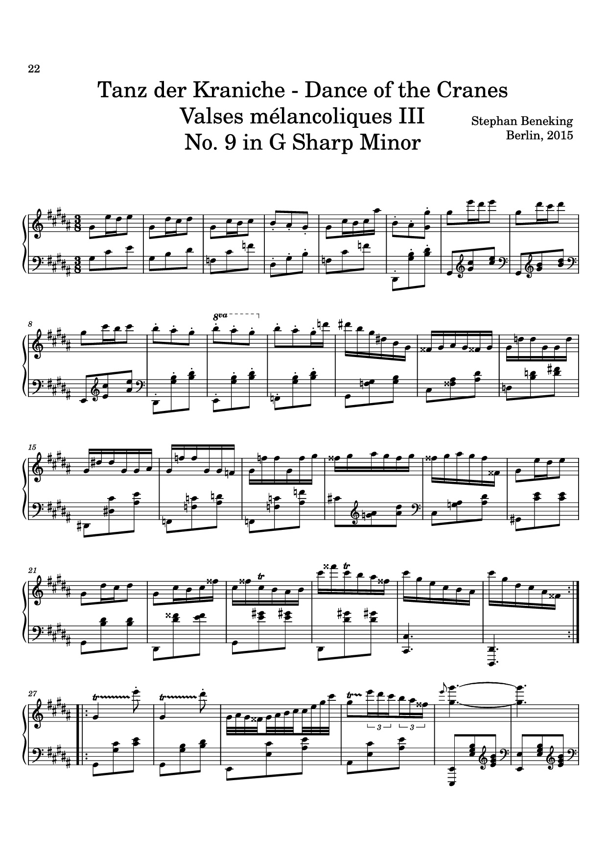 Page 22 of Sheet music PDF 12 Valses mélancoliques III - Dance of the Cranes - No. 1 in C Minor - Stephan Beneking