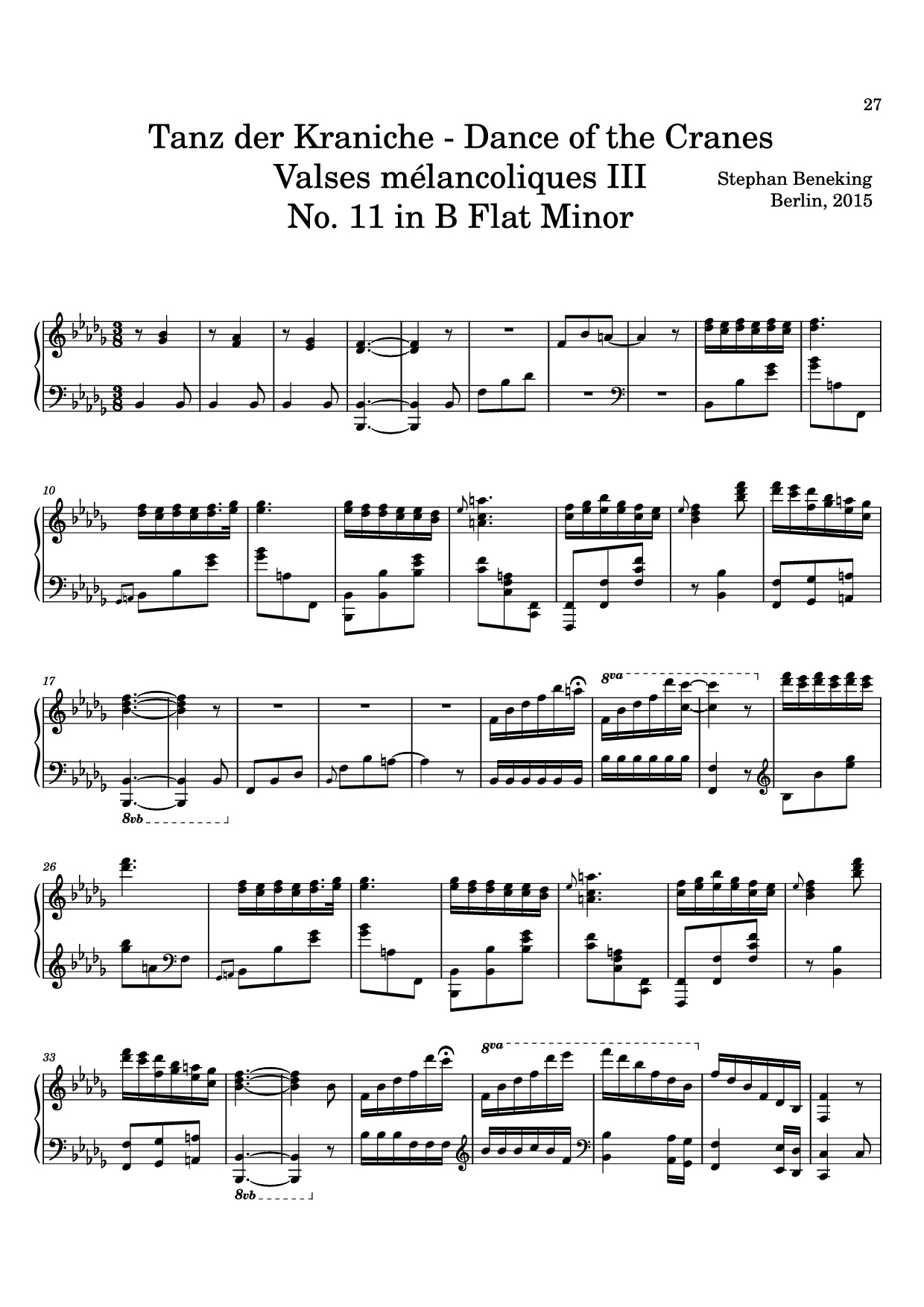 Page 27 of Sheet music PDF 12 Valses mélancoliques III - Dance of the Cranes - No. 1 in C Minor - Stephan Beneking