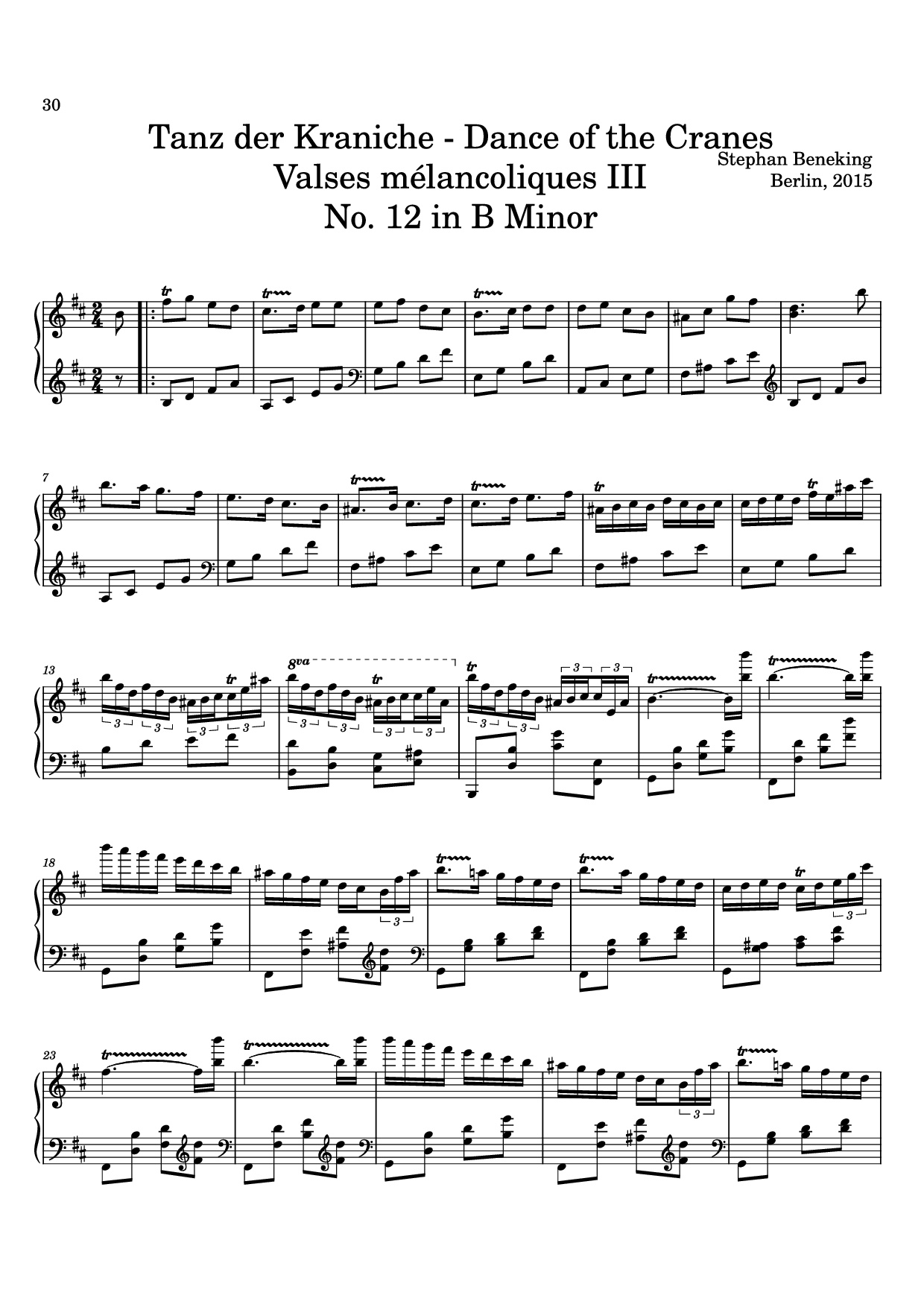 Page 30 of Sheet music PDF 12 Valses mélancoliques III - Dance of the Cranes - No. 1 in C Minor - Stephan Beneking