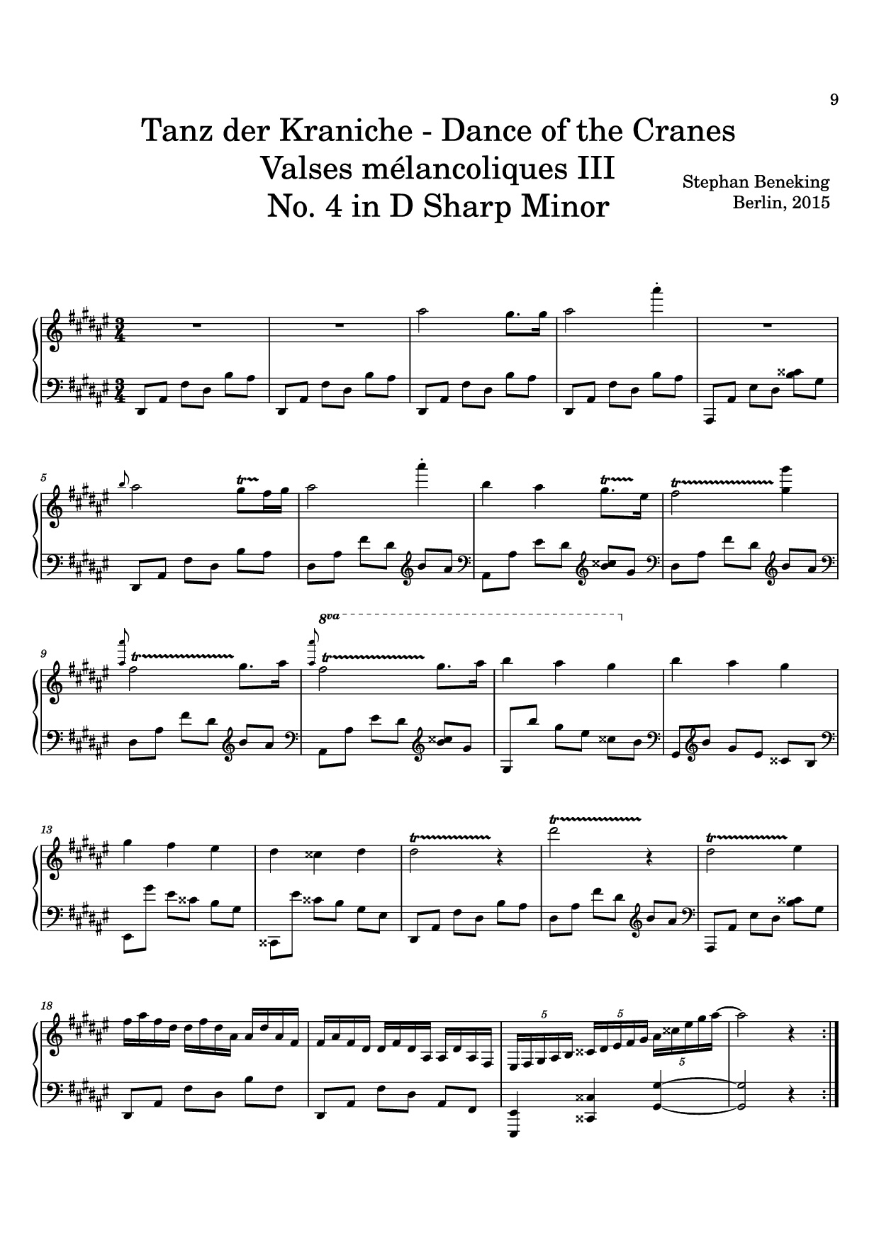 Page 9 of Sheet music PDF 12 Valses mélancoliques III - Dance of the Cranes - No. 1 in C Minor - Stephan Beneking