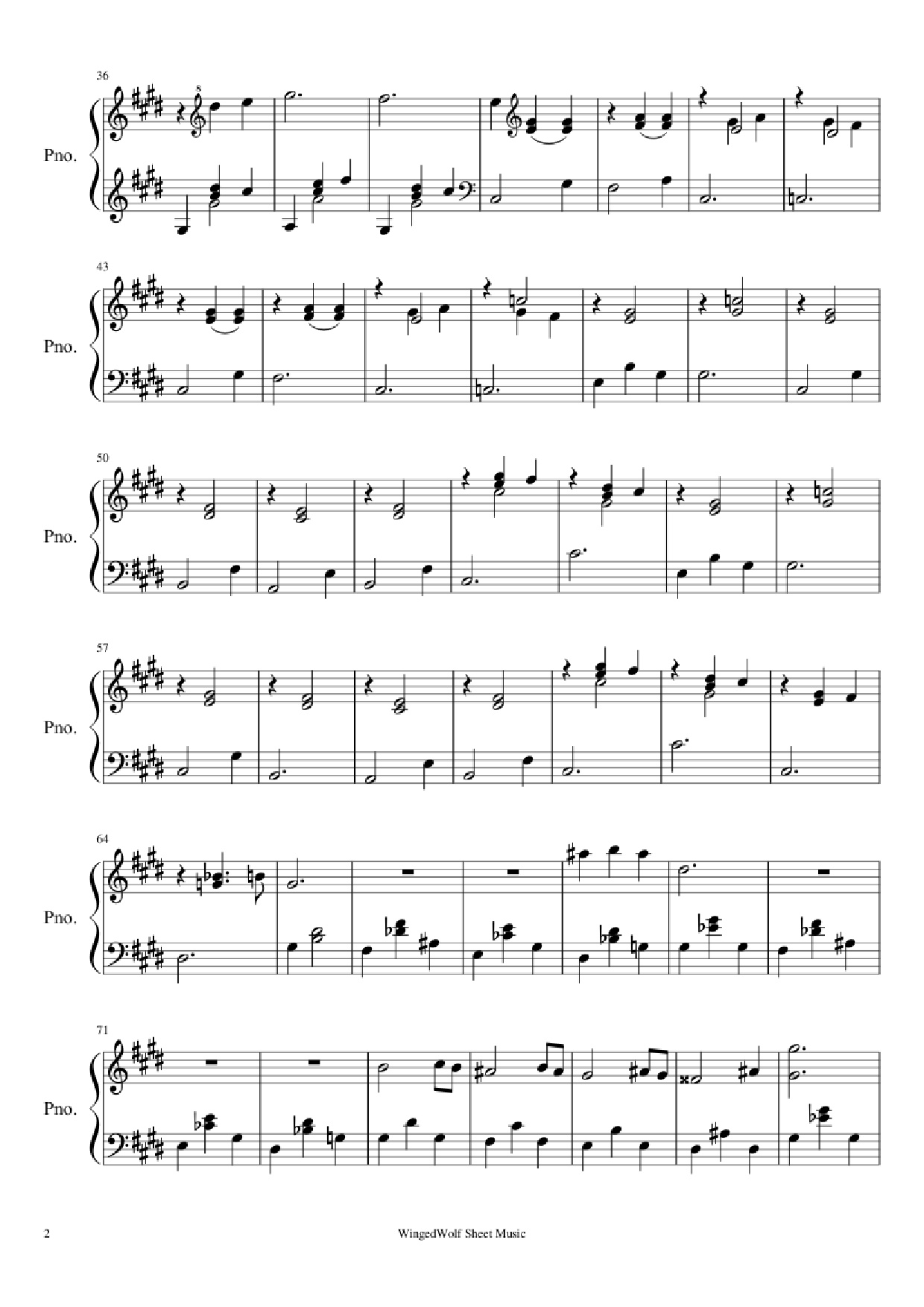 Page 2 of Sheet music PDF Piano Hijo de la Luna Piano - Originally by Mecano Covered by Octavio Vazquez