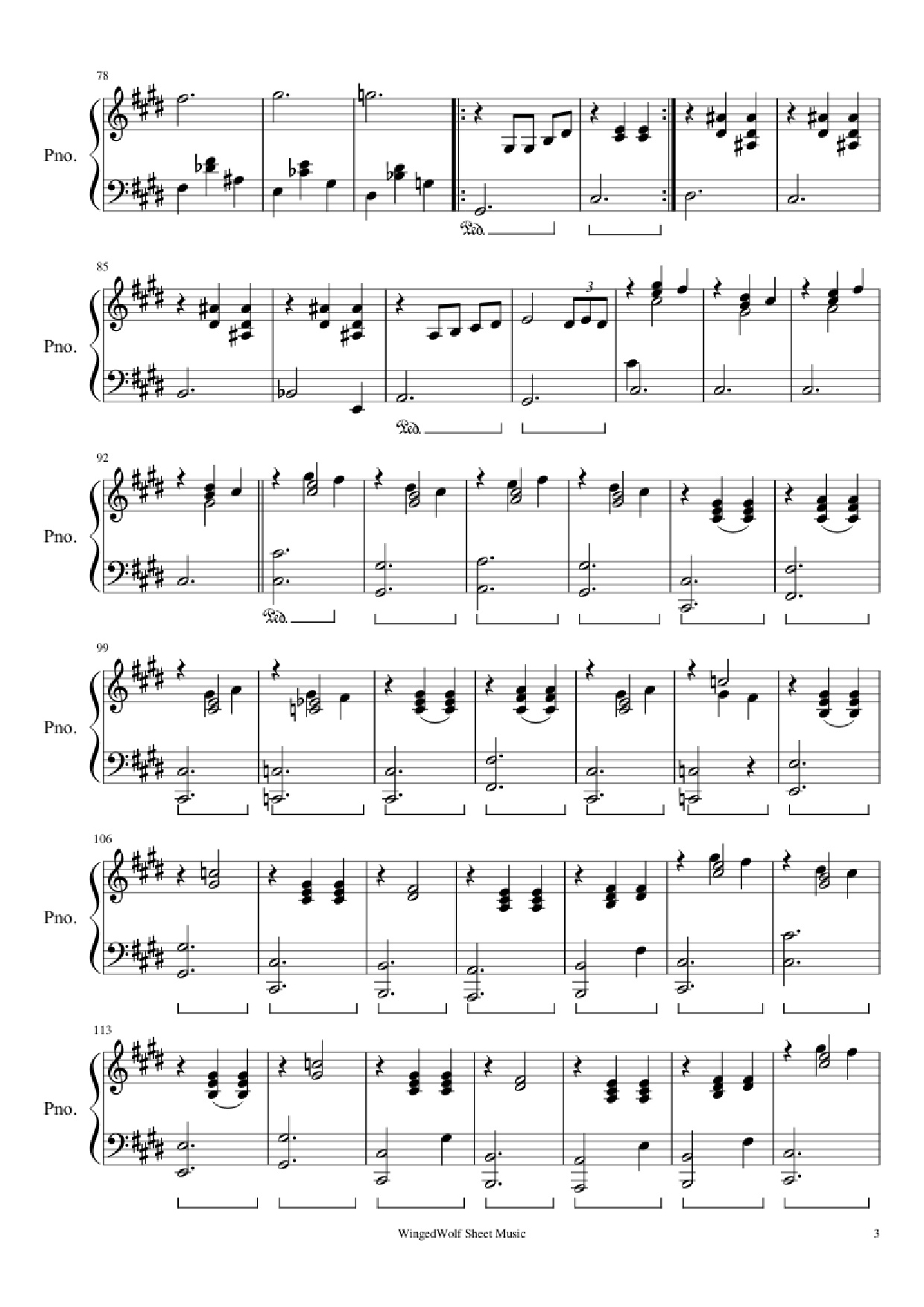 Page 3 of Sheet music PDF Piano Hijo de la Luna Piano - Originally by Mecano Covered by Octavio Vazquez