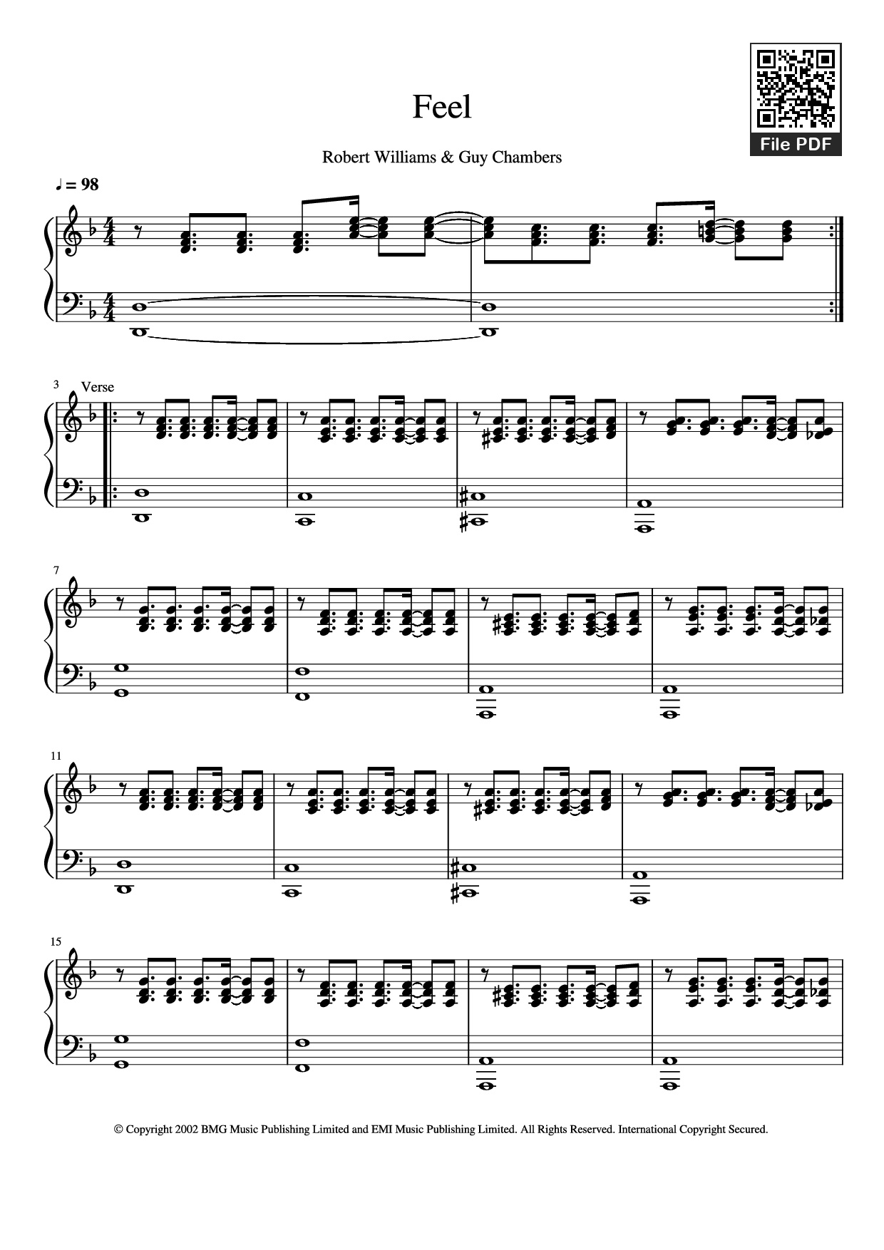 Page 1 of Sheet music PDF Piano Feel Piano - Robert Williams & Guy Chambers