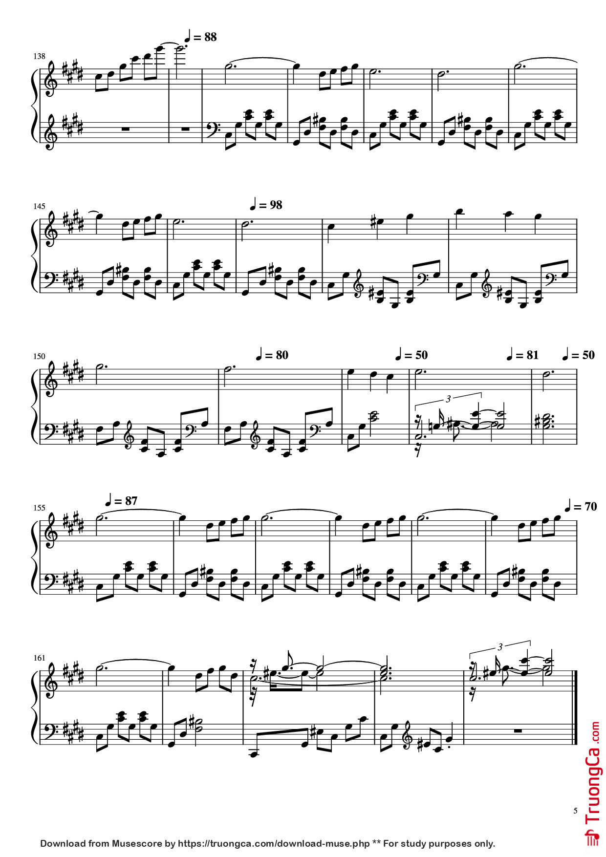 Page 5 of Sheet music PDF Piano La Petite Fille de La Mer Piano - Vangelis