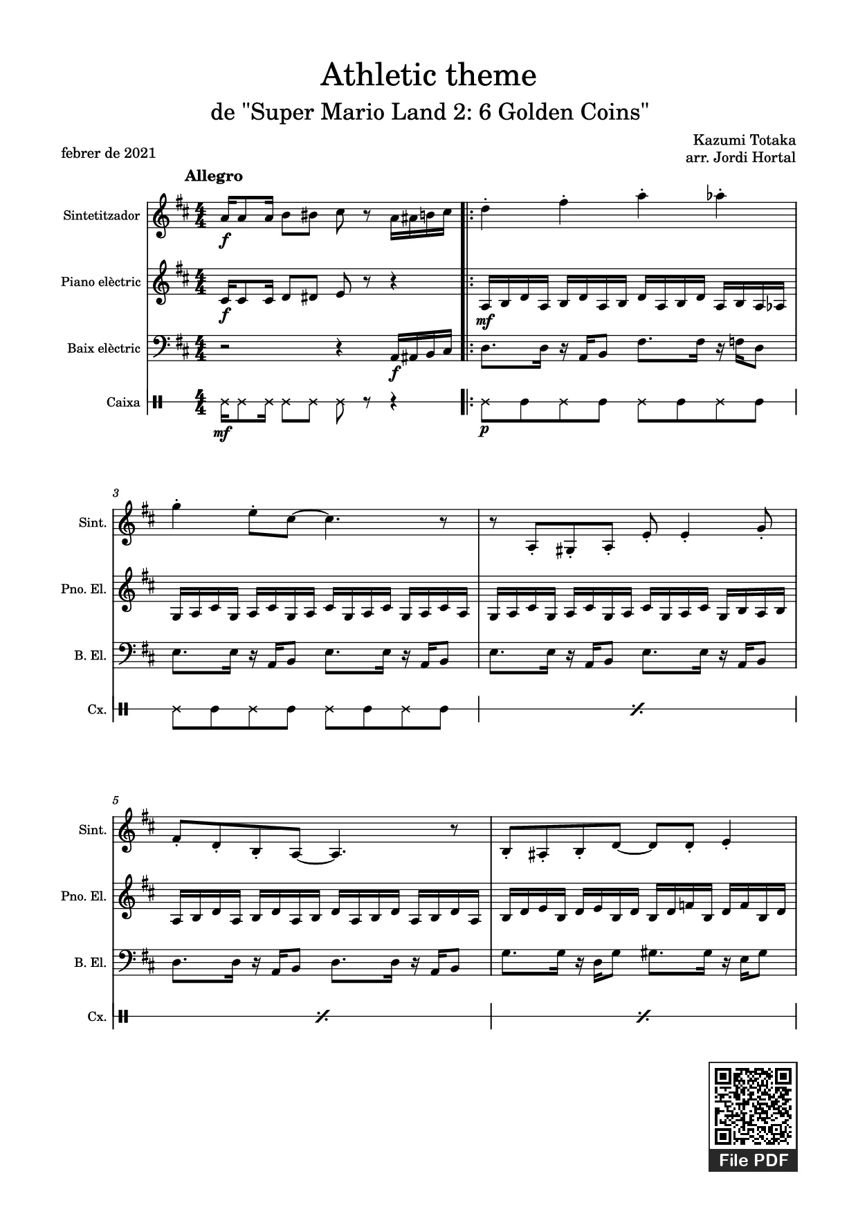 Page 1 of Sheet music PDF Piano Guitar Tab Athletic theme Piano - Kazumi Totaka