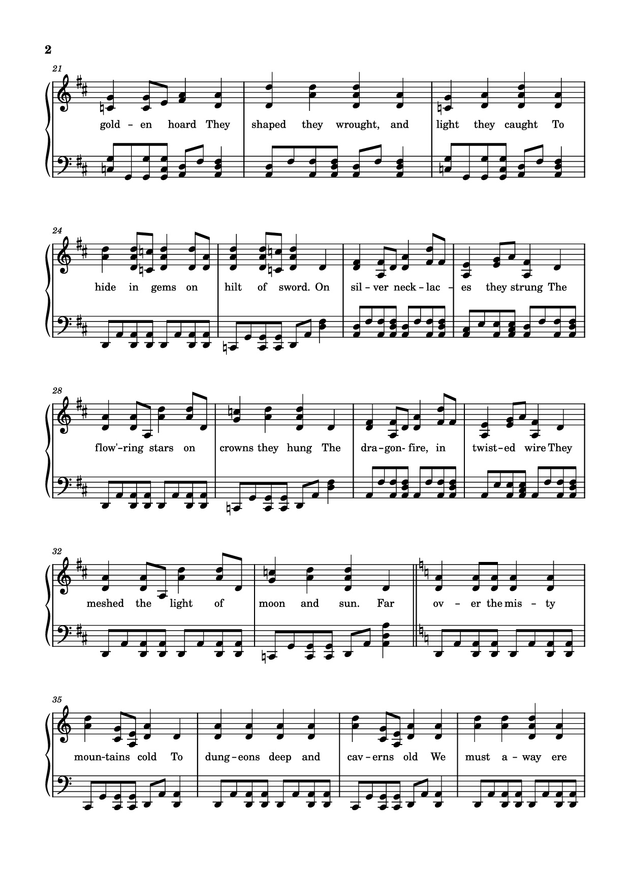 Page 2 of Sheet music PDF Over the Misty Mountains Cold Piano - Music Bee