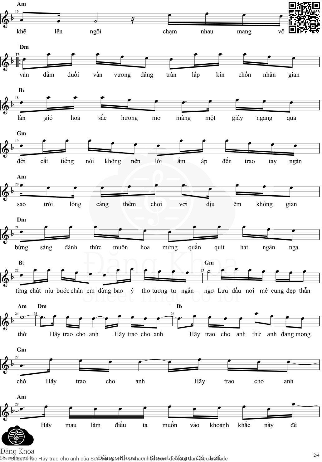 Page 2 of Sheet music PDF Hãy trao cho anh - Sơn Tùng M-TP