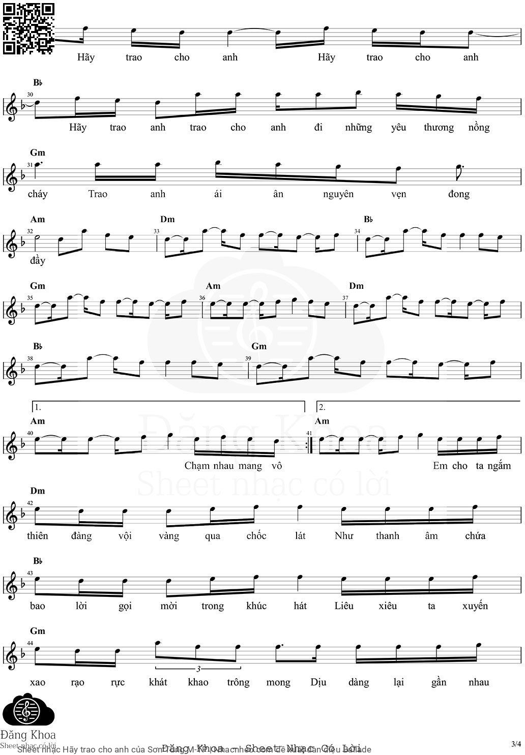 Page 3 of Sheet music PDF Hãy trao cho anh - Sơn Tùng M-TP