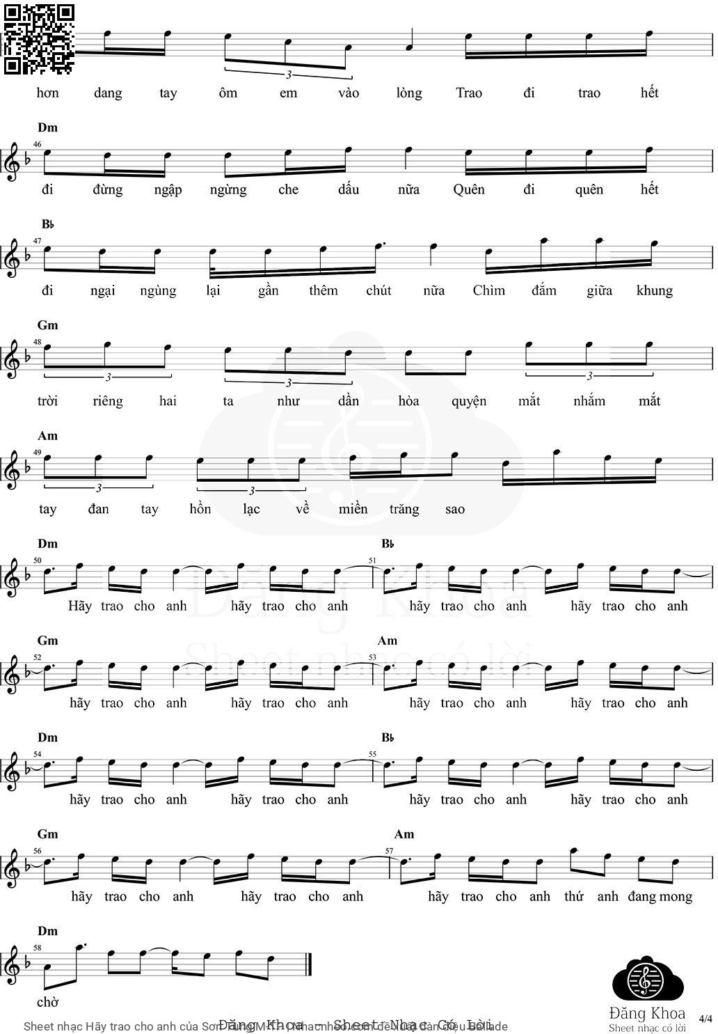 Page 4 of Sheet music PDF Hãy trao cho anh - Sơn Tùng M-TP