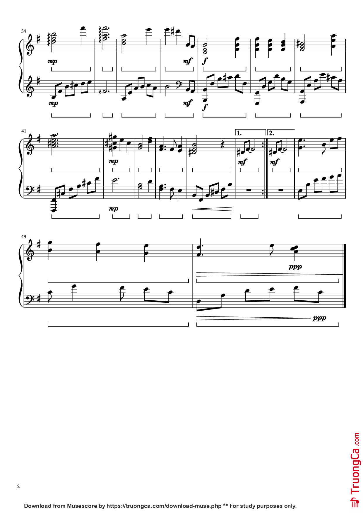 Page 2 of Sheet music PDF Piano ザナルカンドにて Piano - 植松伸夫
