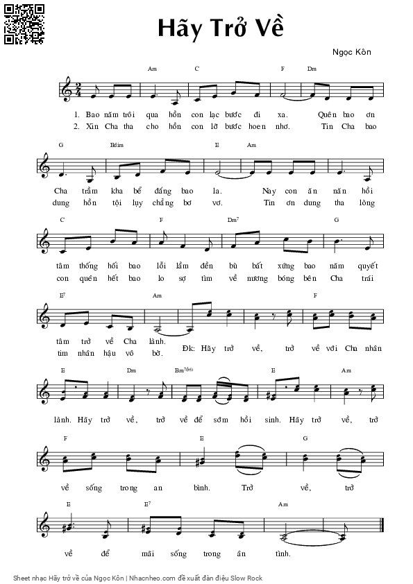 Sheet PDF of Hãy trở về