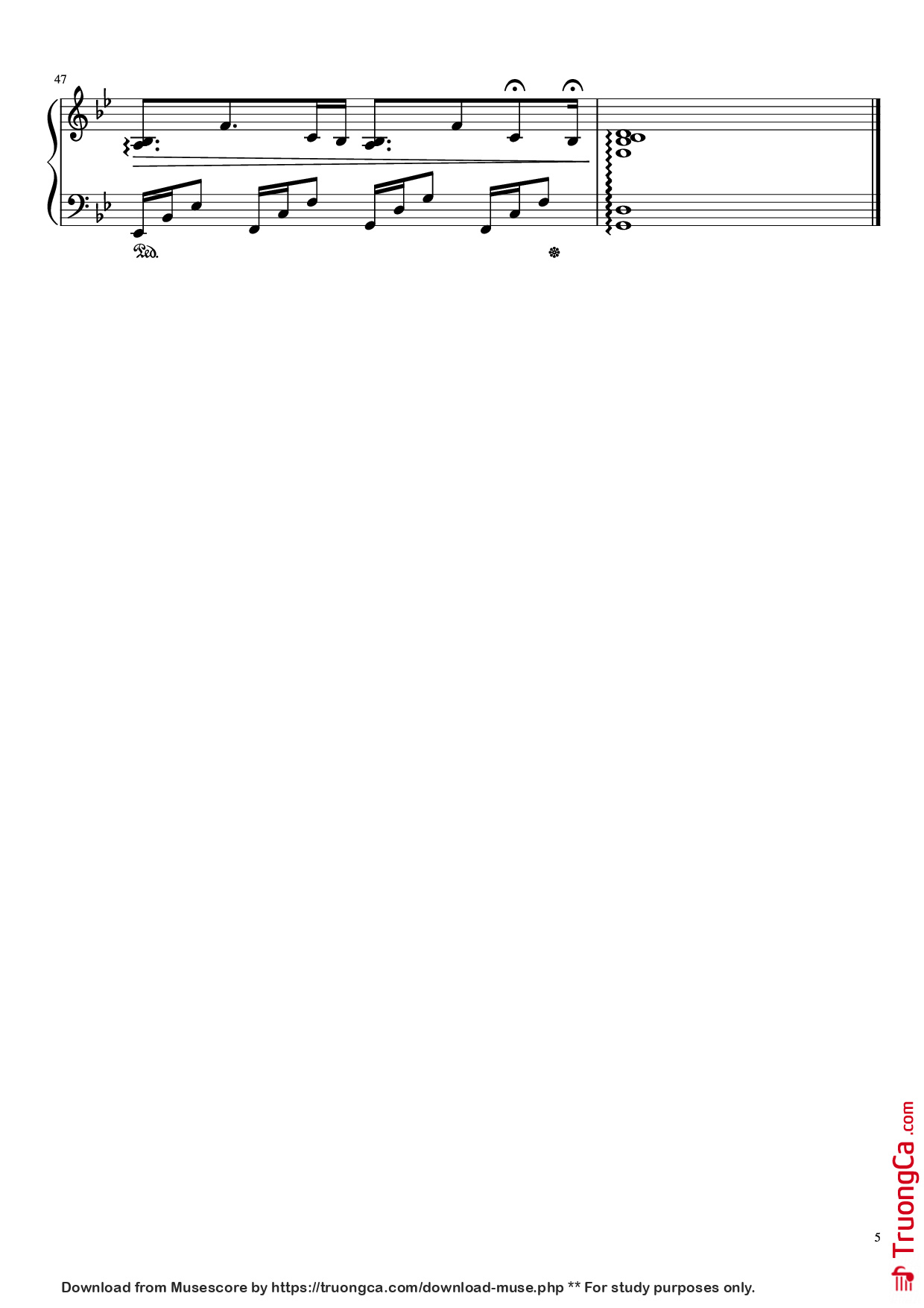 Page 5 of Sheet music PDF Piano 一直很安静 (Luôn luôn tĩnh lặng) Piano - 阿桑