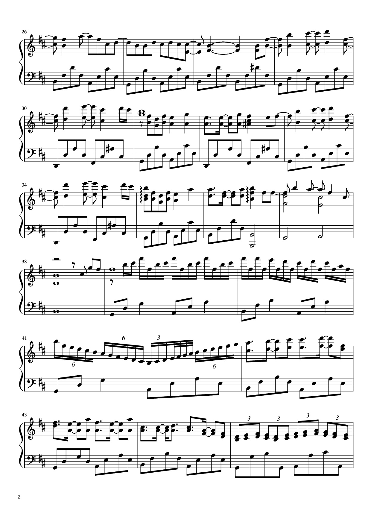 Page 2 of Sheet music PDF Piano 撒野 Piano - 凯瑟喵