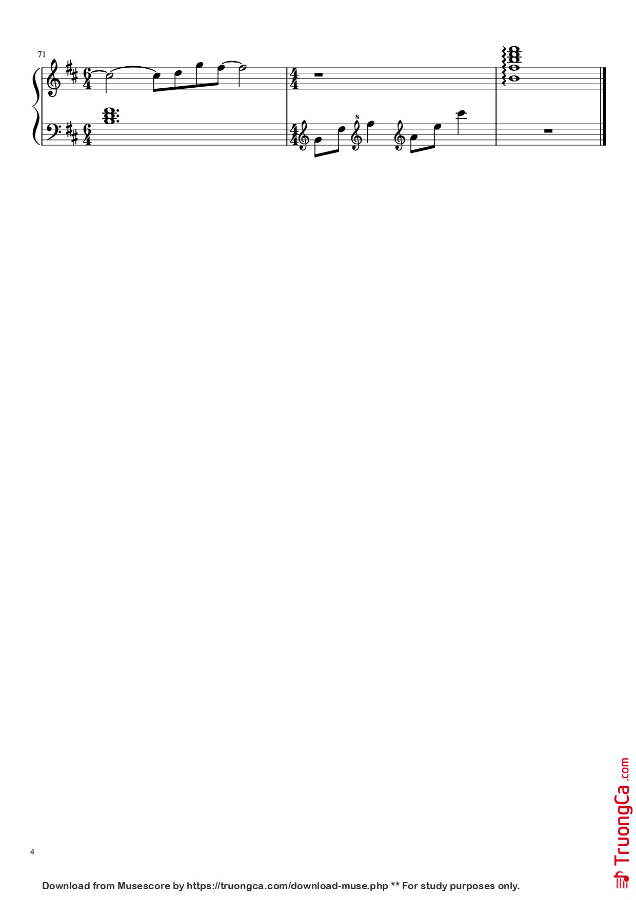 Page 4 of Sheet music PDF Piano 撒野 Piano - 凯瑟喵
