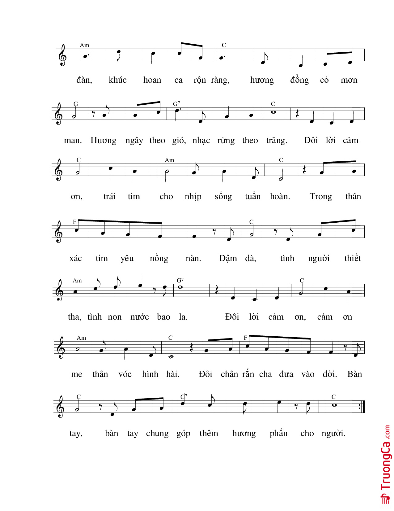 Page 2 of Sheet music PDF Đôi lời cảm ơn - Ngô Đạo