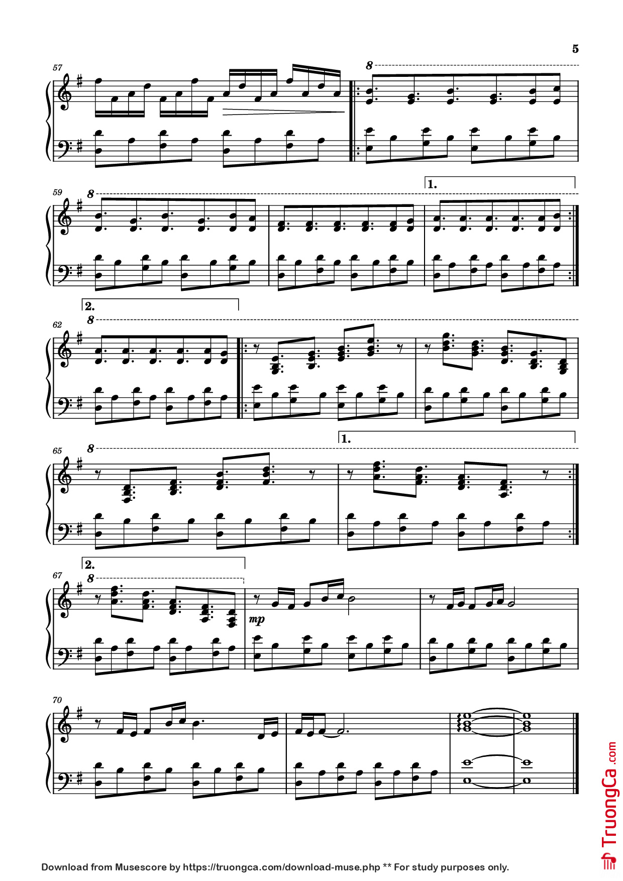 Page 5 of Sheet music PDF Piano Comptine D