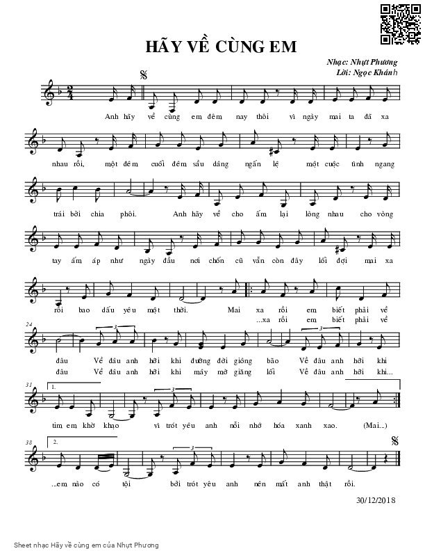 Sheet PDF of Hãy về cùng em