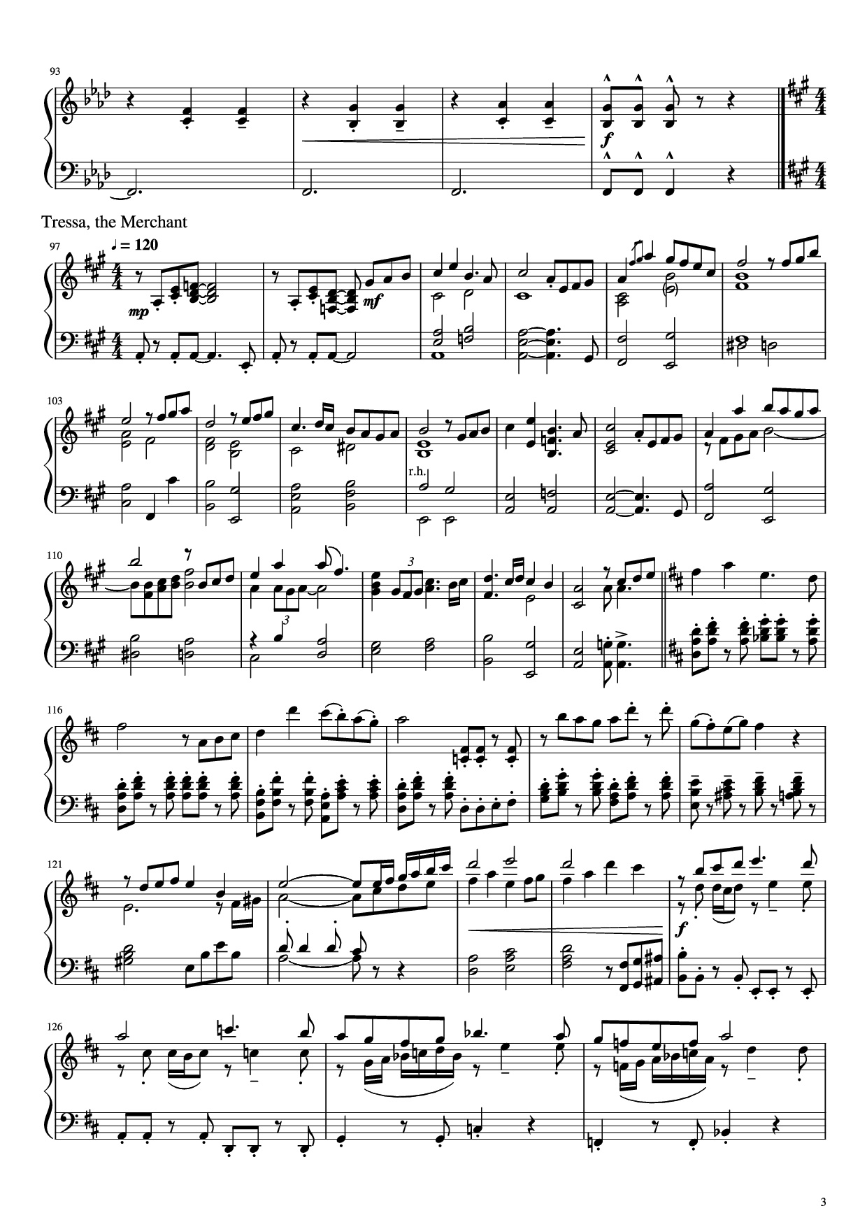 Page 3 of Sheet music PDF Piano Octopath Traveller Piano - Music by Yasunori Nishiki