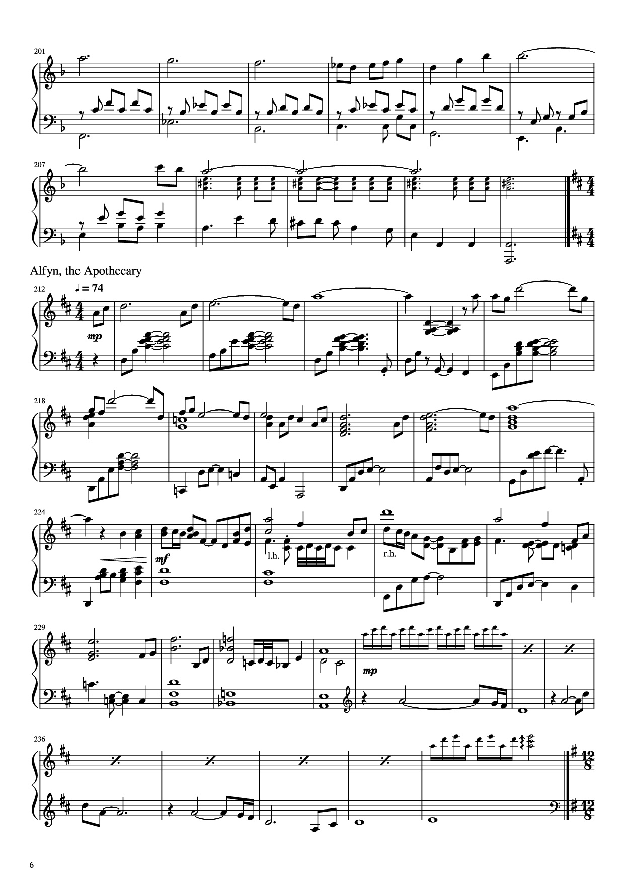 Page 6 of Sheet music PDF Piano Octopath Traveller Piano - Music by Yasunori Nishiki