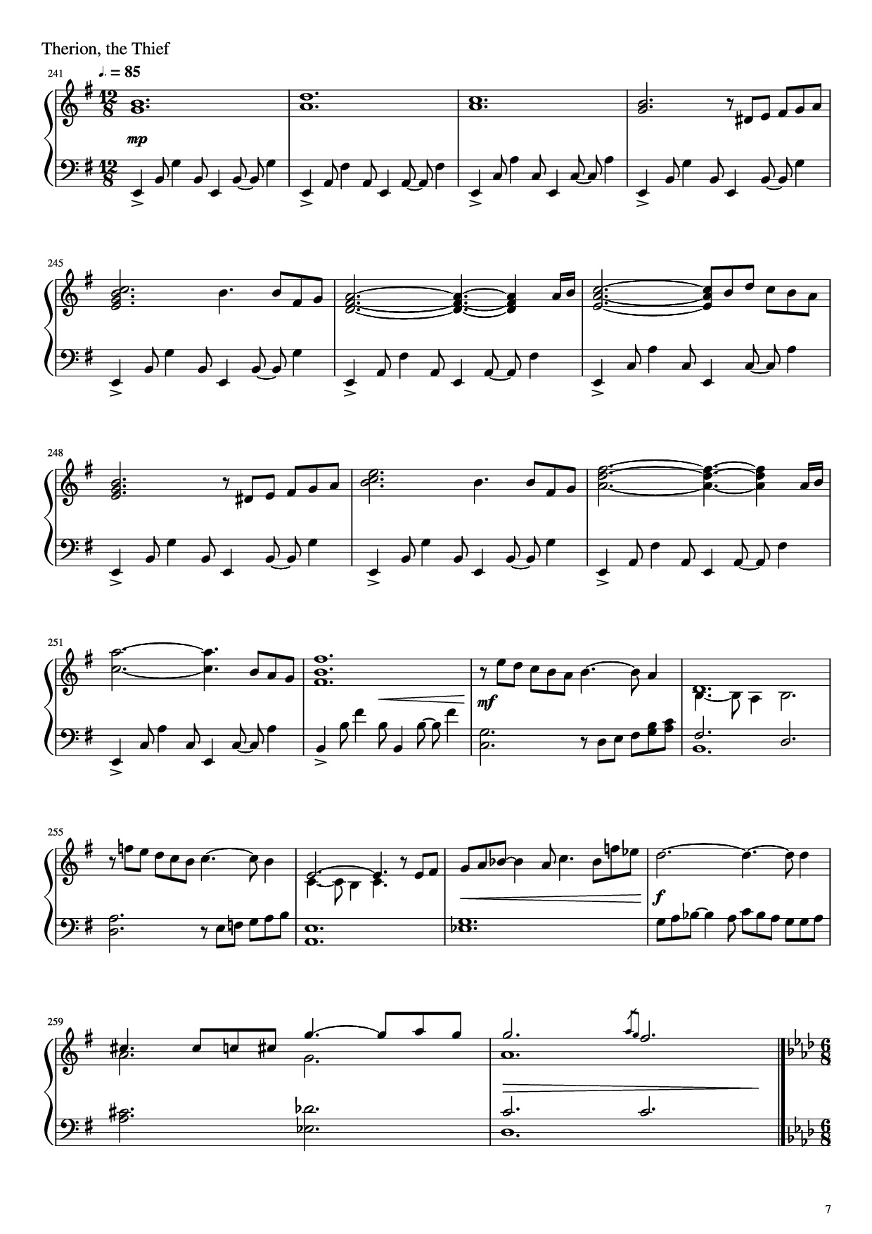 Page 7 of Sheet music PDF Piano Octopath Traveller Piano - Music by Yasunori Nishiki