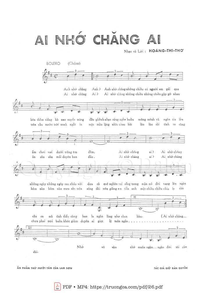 Page 2 of Sheet music PDF Ai nhớ chăng ai - Hoàng Thi Thơ